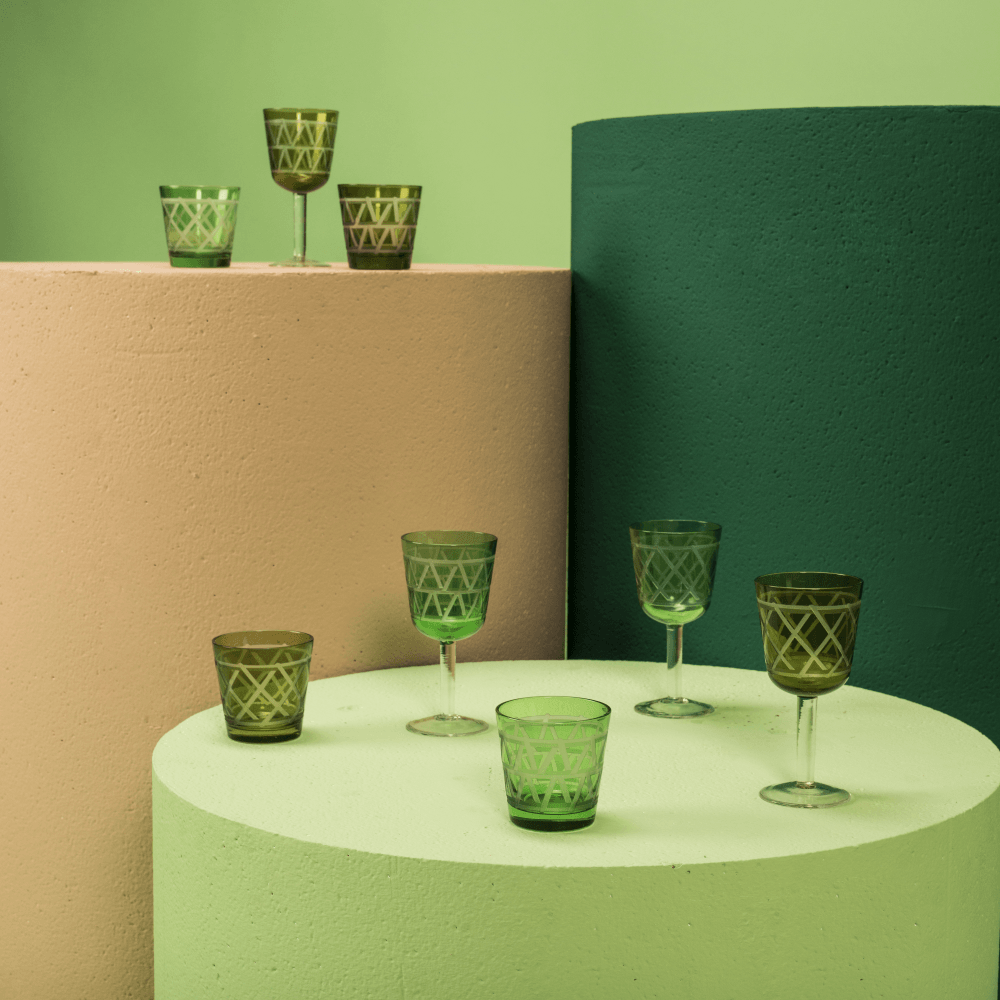 Zestaw kieliszków do wina TIE UP zielony Pols Potten Eye on Design