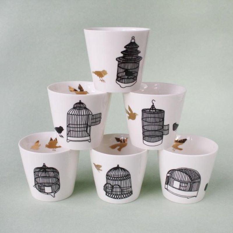 Zestaw kubków FREEDOM BIRDS biała porcelana Pols Potten Eye on Design