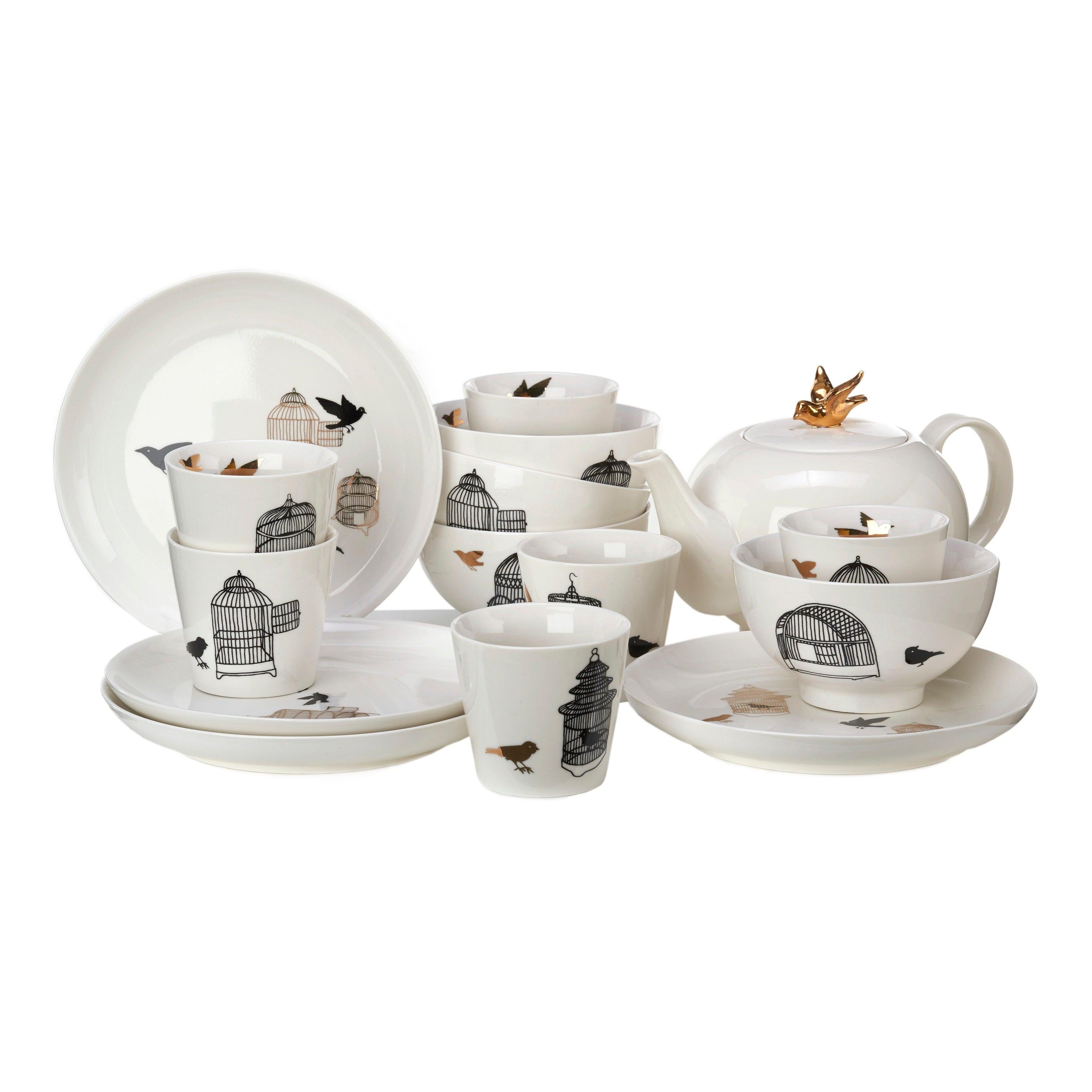 Zestaw misek na przekąski FREEDOM BIRDS biała porcelana Pols Potten Eye on Design