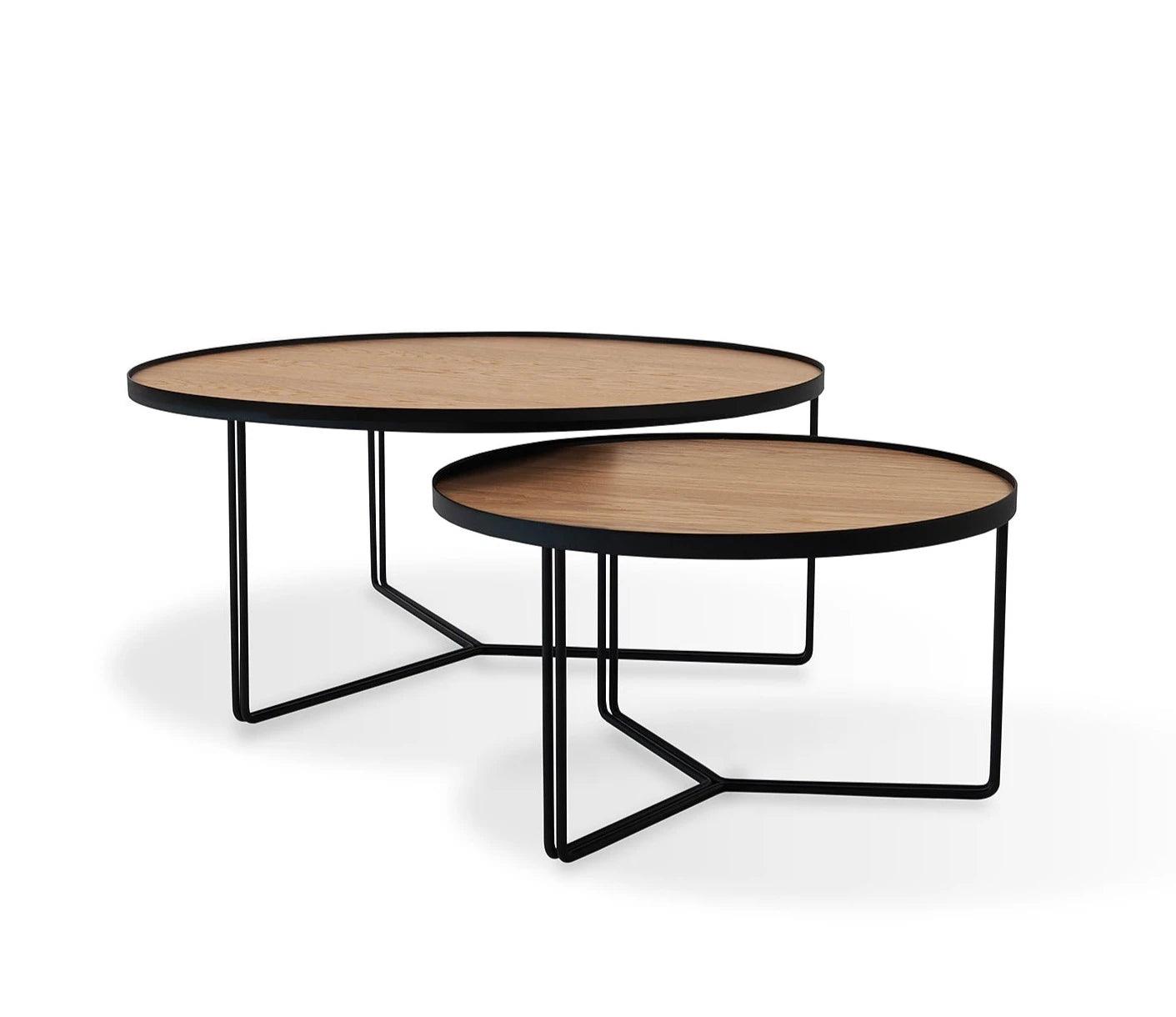 Zestaw stolików BIBIA fornir z czarną podstawą Nobonobo Fornir - dąb naturalny Eye on Design