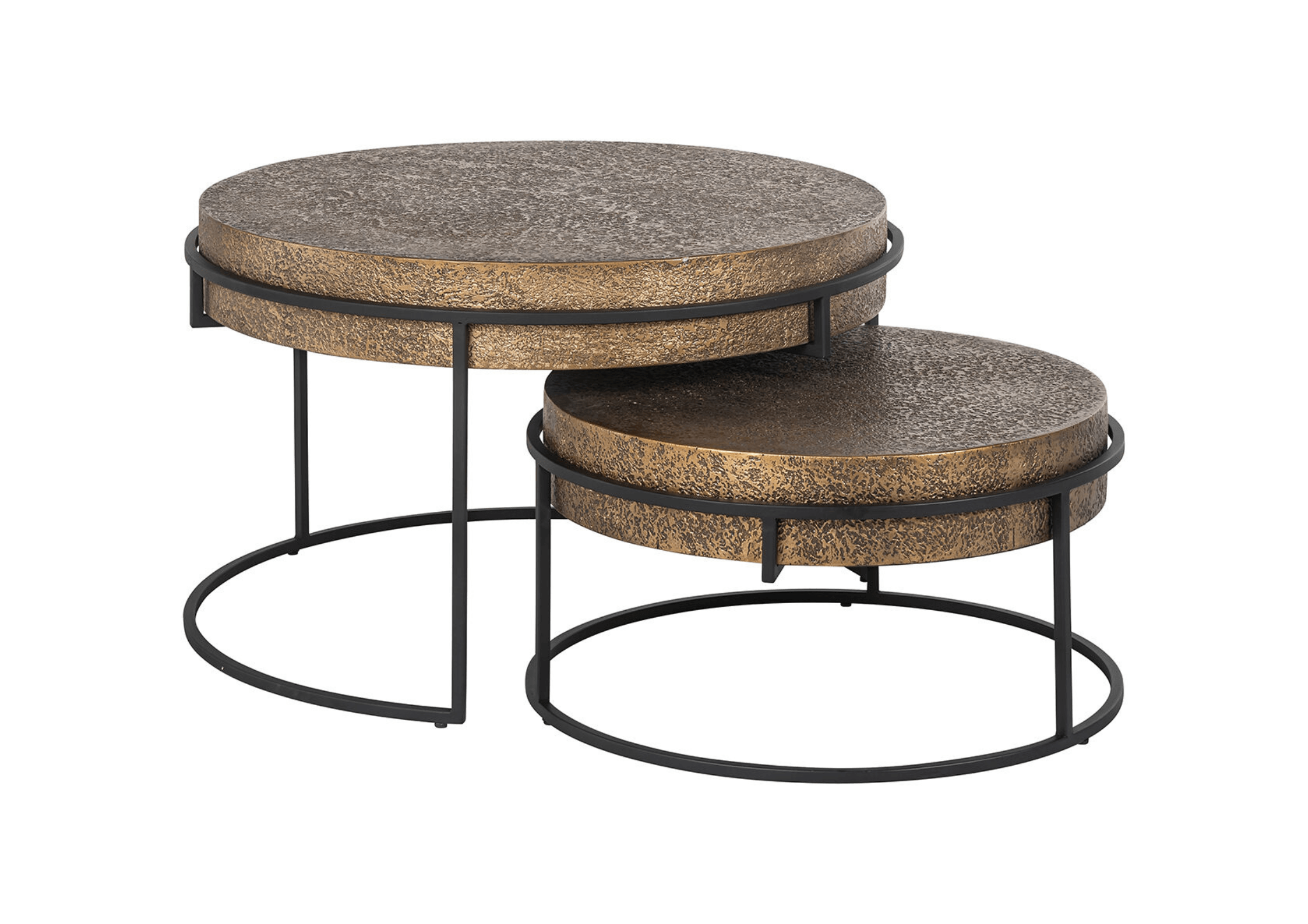 Zestaw stolików kawowych DERBY antyczny złoty Richmond Interiors Eye on Design
