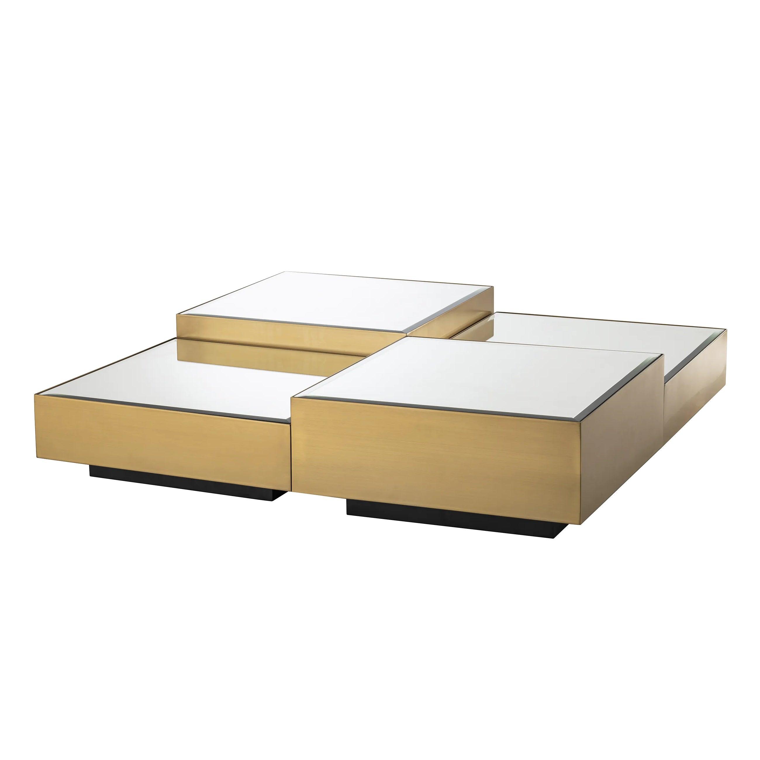 Zestaw stolików kawowych ESPOSITO mosiężny z lustrzanym blatem Eichholtz Eye on Design