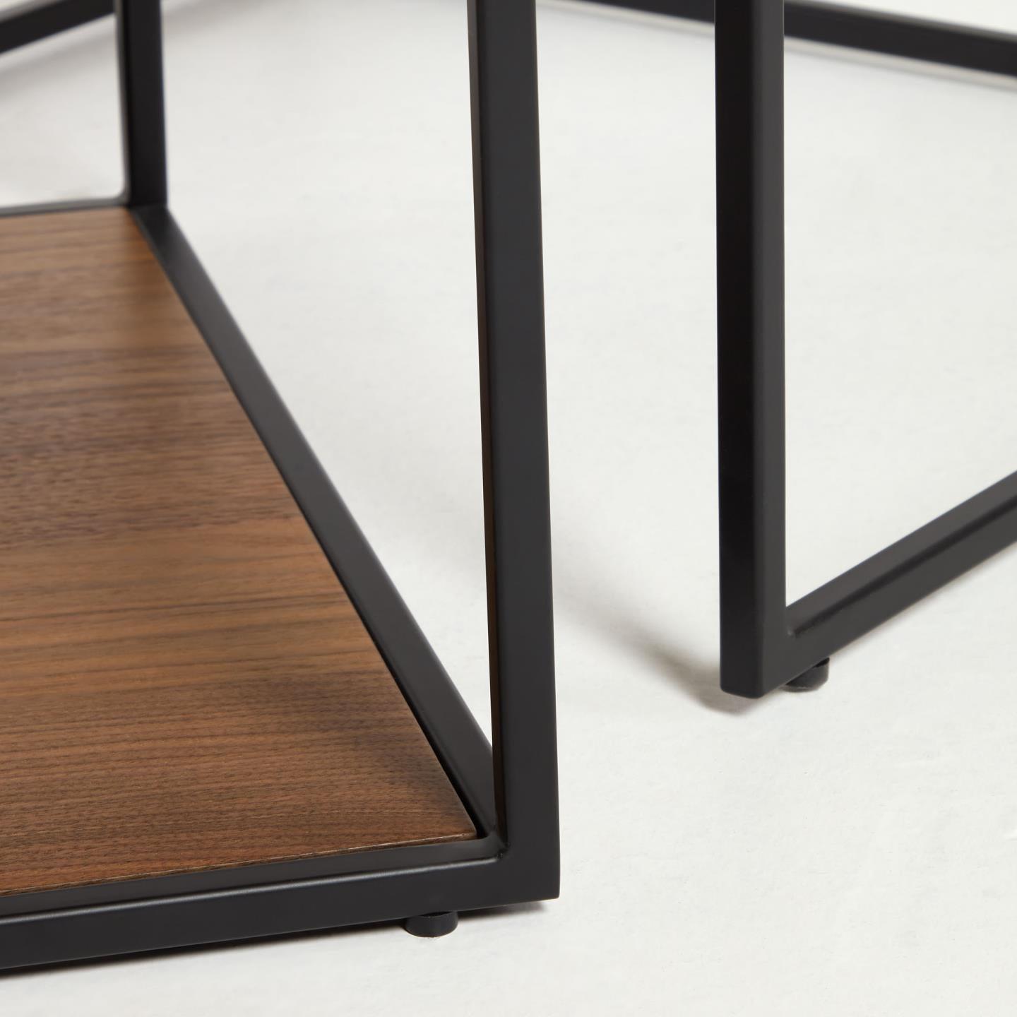 Zestaw stolików kawowych YOANA fornir orzechowy z czarną ramą La Forma Eye on Design