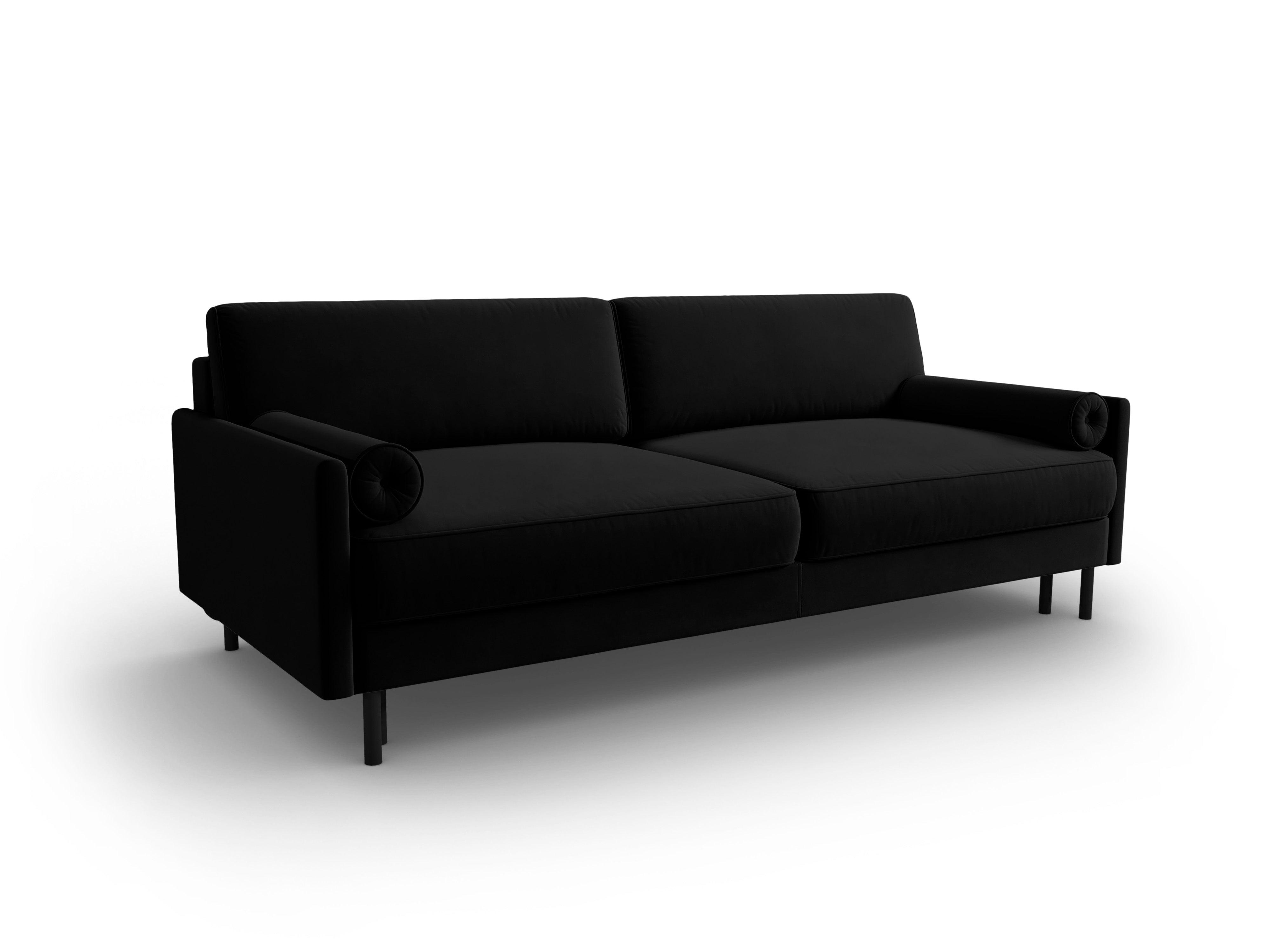 Sofa aksamitna z funkcją spania SCOTT czarny Micadoni Eye on Design