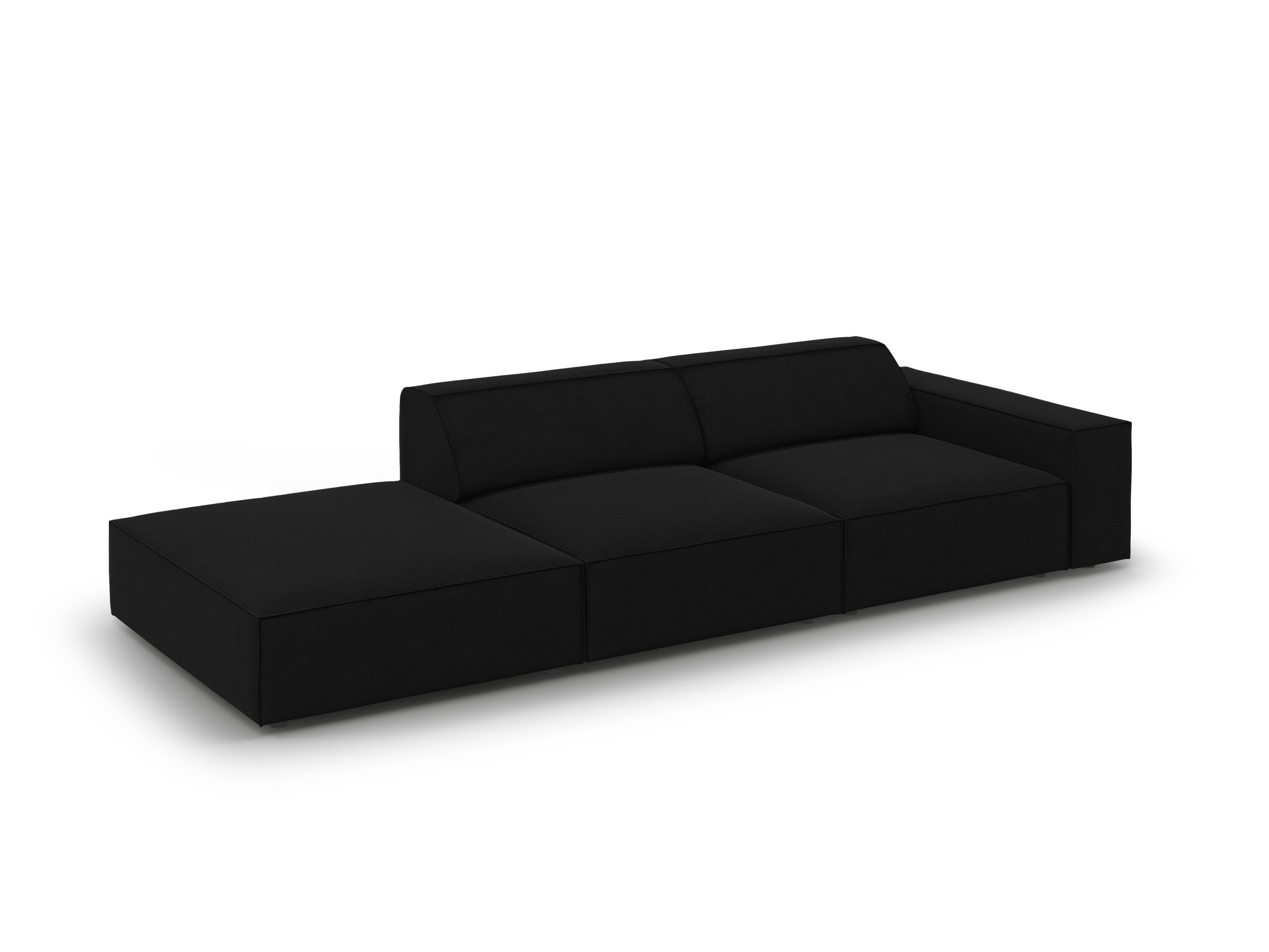Sofa aksamitna lewostronna 3-osobowa JODIE czarny Micadoni Eye on Design