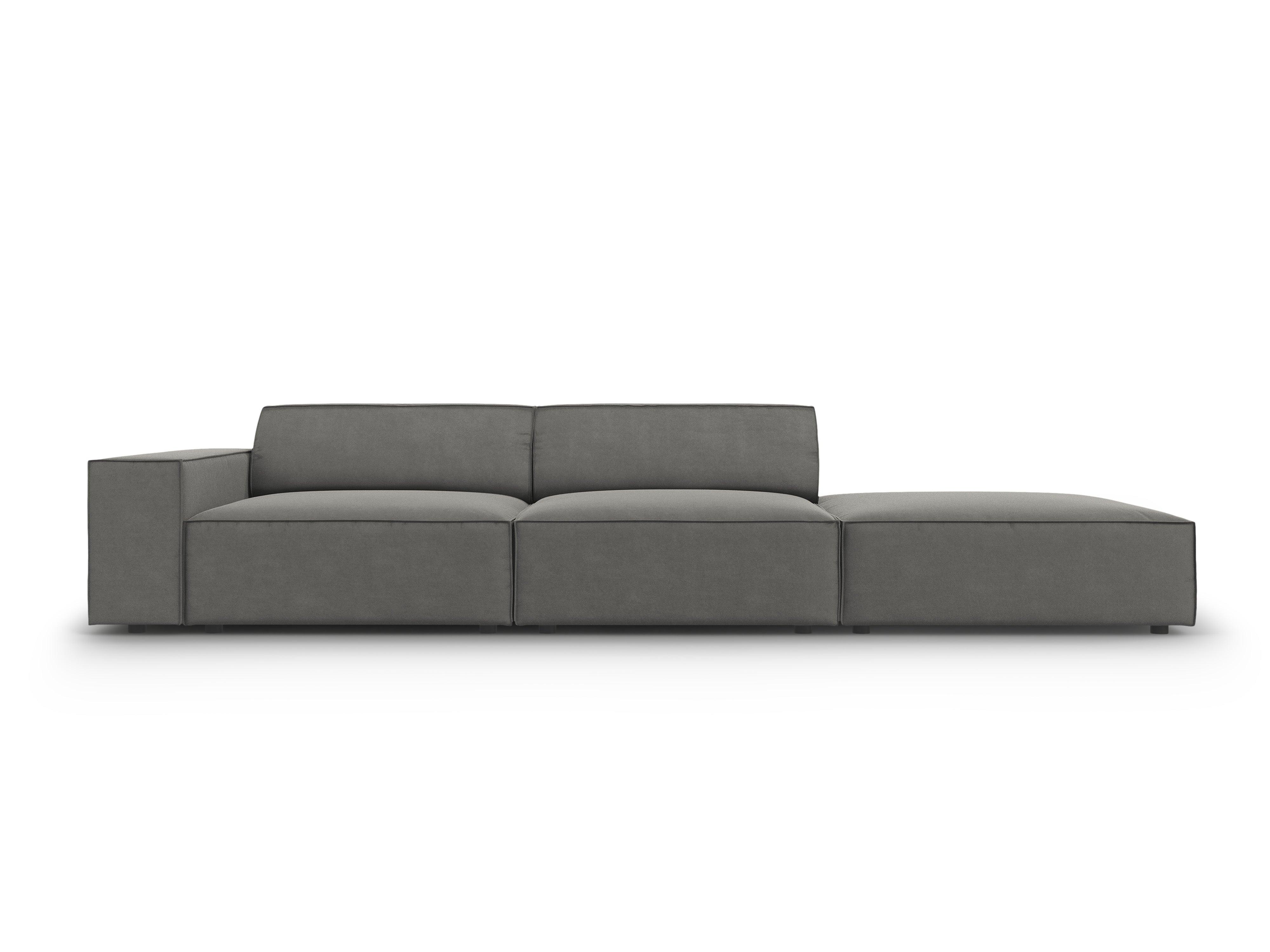 Sofa aksamitna prawostronna 3-osobowa JODIE jasnoszary Micadoni Eye on Design