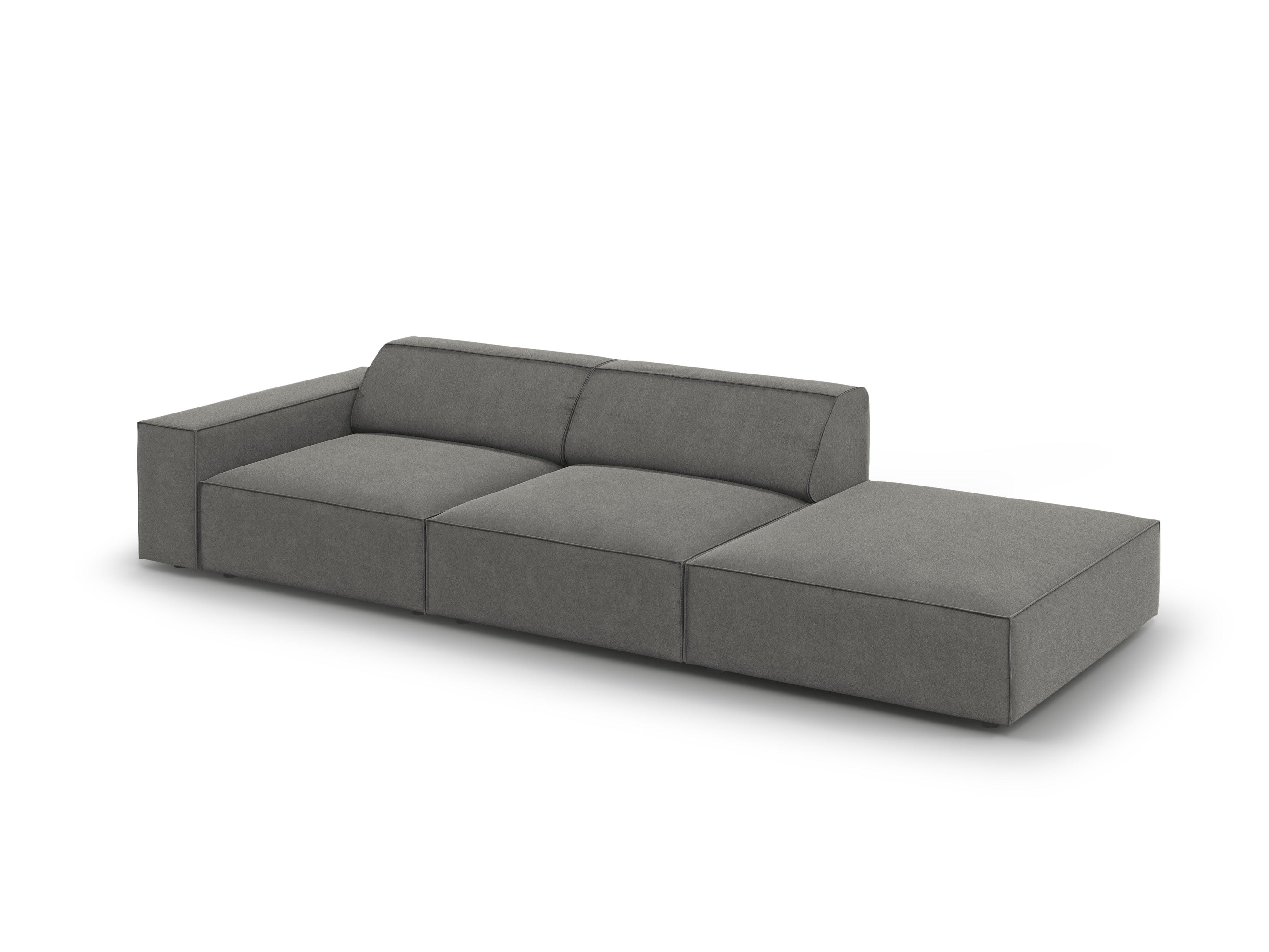 Sofa aksamitna prawostronna 3-osobowa JODIE jasnoszary Micadoni Eye on Design