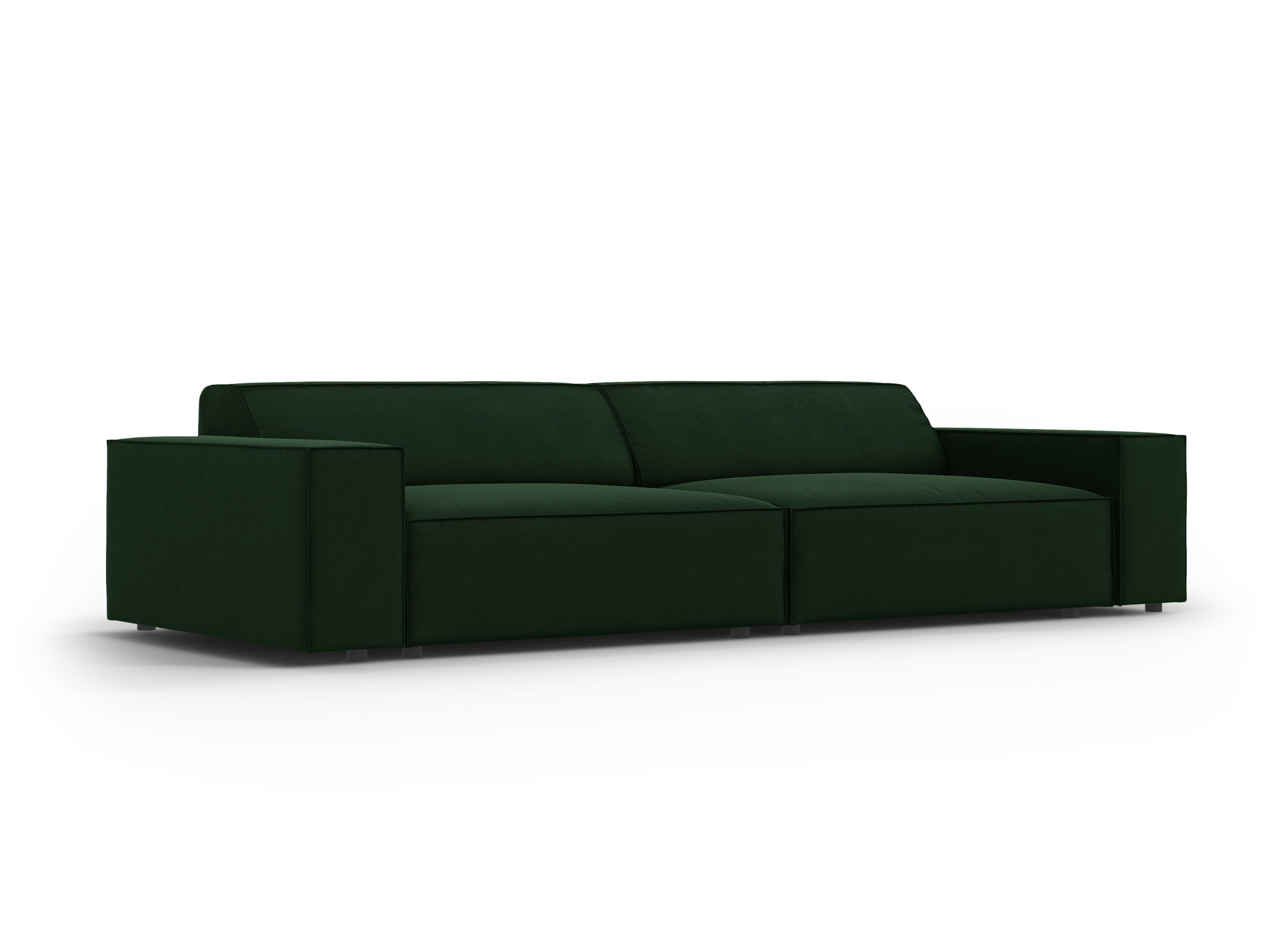 Sofa aksamitna 4-osobowa JODIE butelkowa zieleń – Micadoni