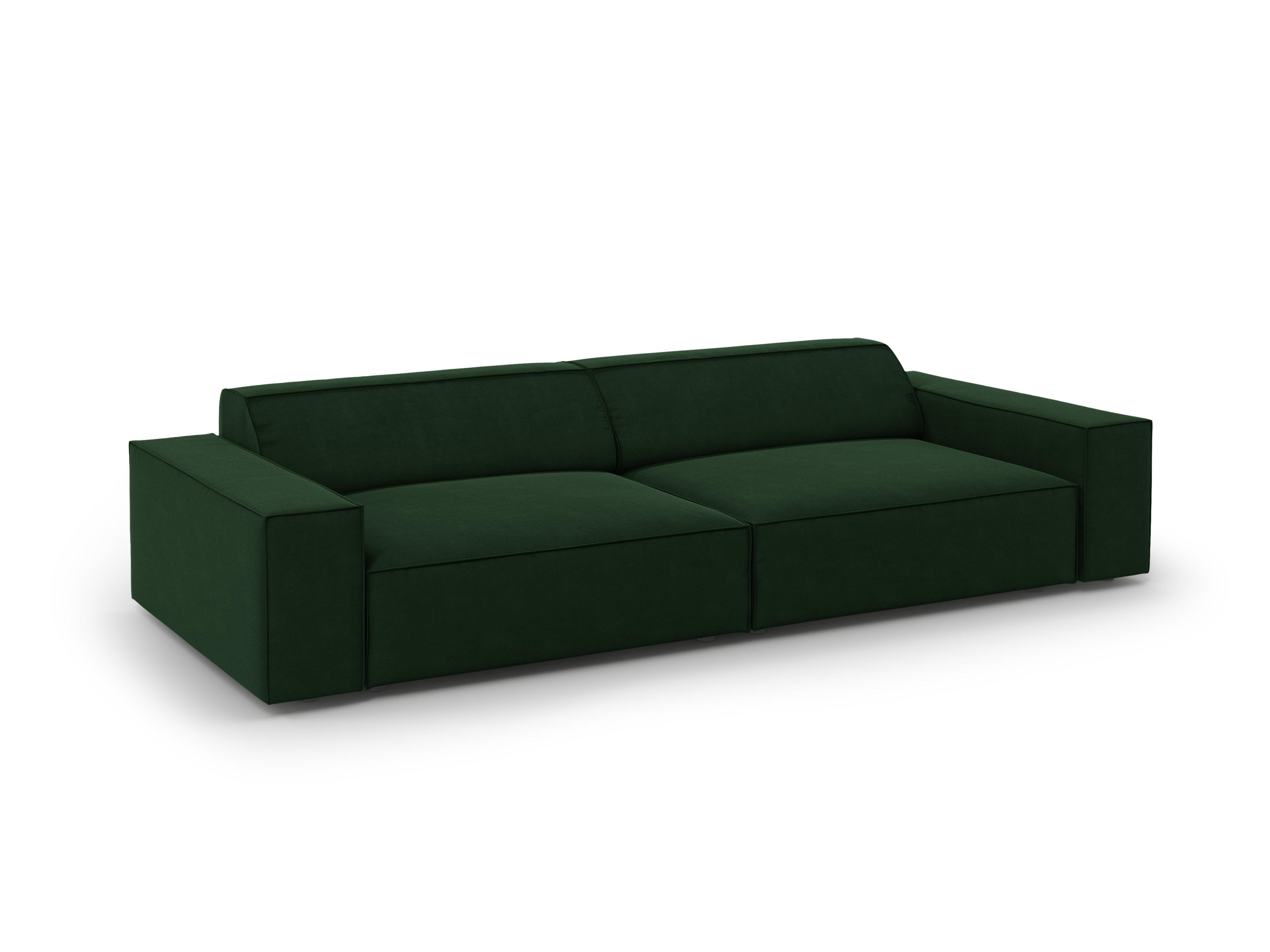 Sofa aksamitna 4-osobowa JODIE butelkowa zieleń – Micadoni