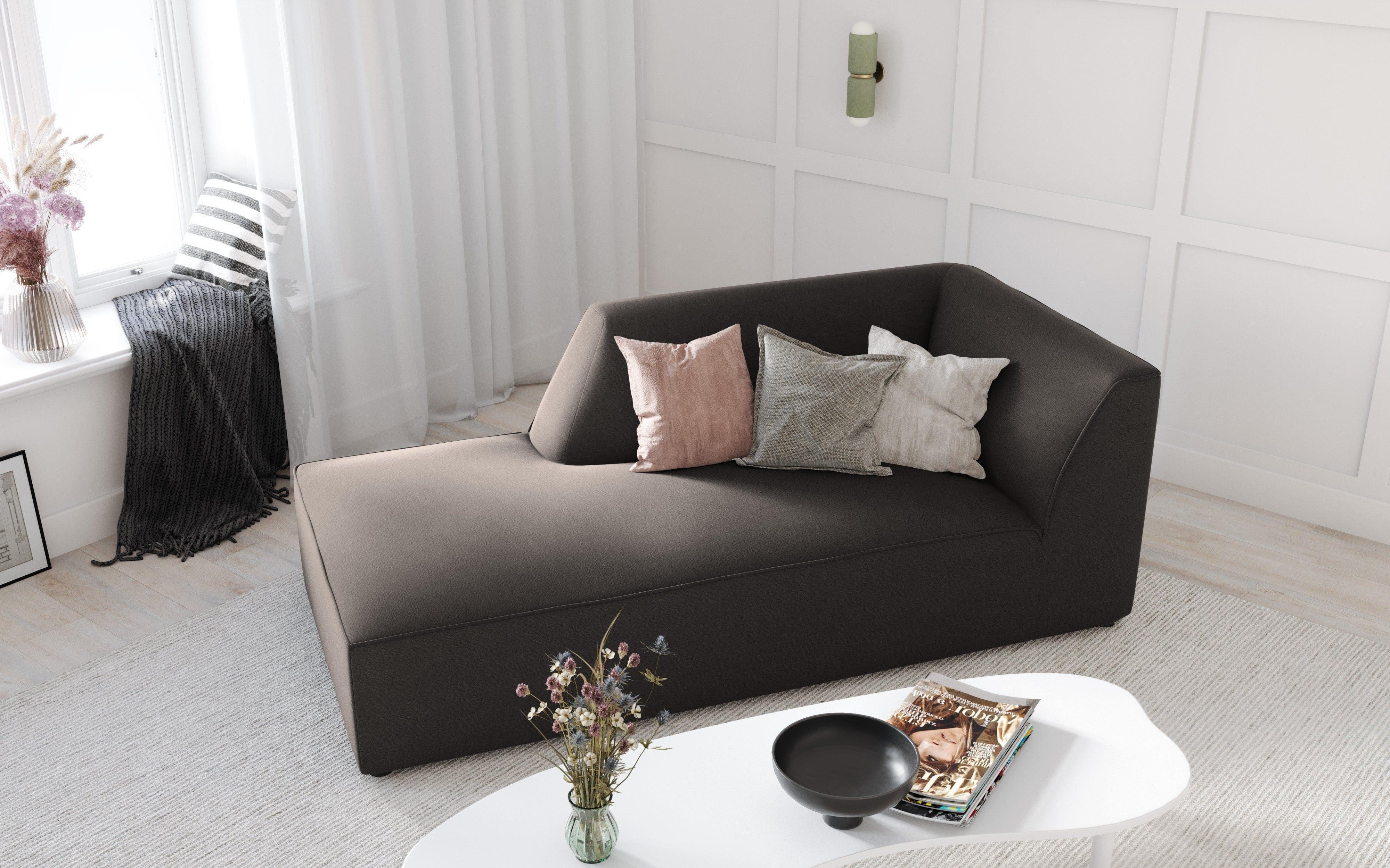 Szezlong aksamitny lewostronny RUBY ciemnoszary Micadoni Eye on Design