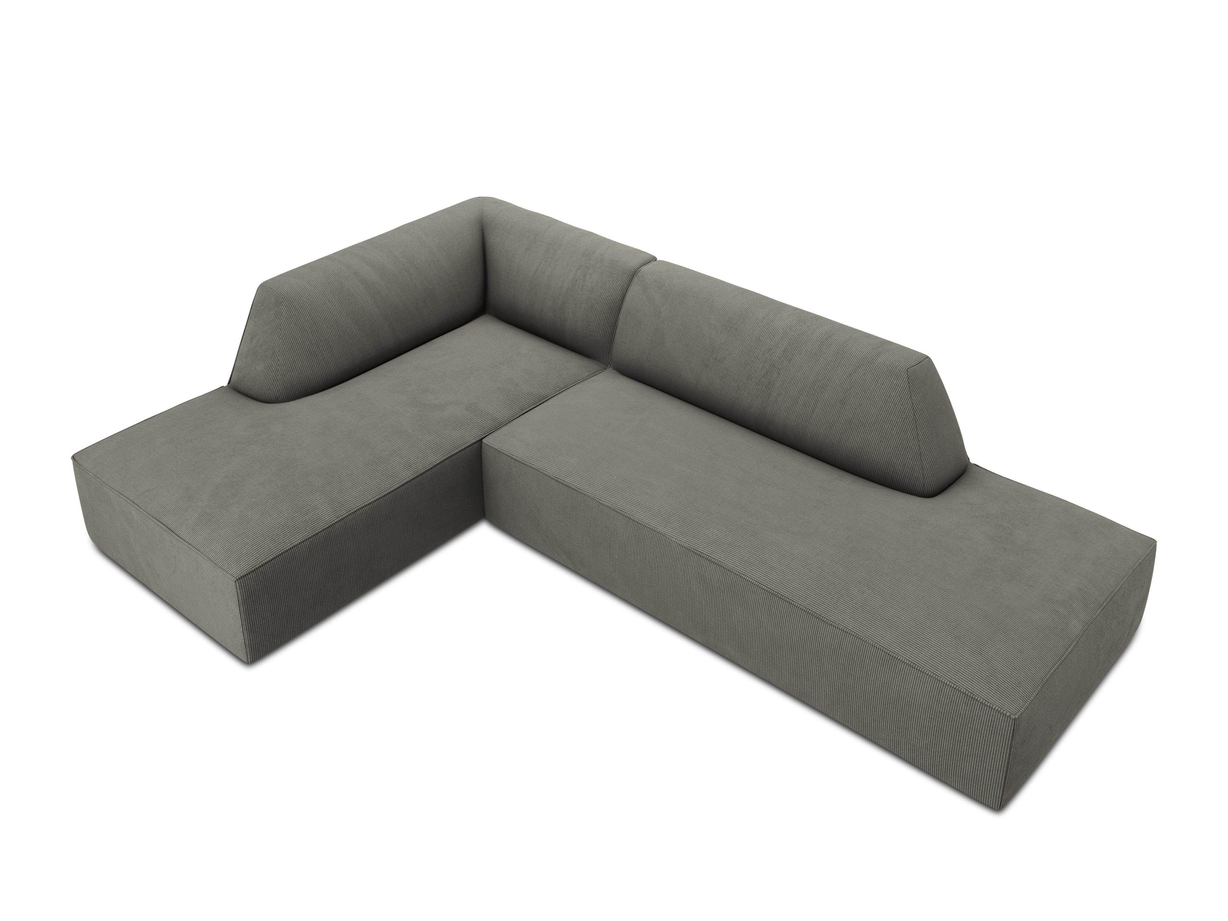 Sofa narożna sztruksowa lewostronna RUBY jasnoszary Micadoni Eye on Design