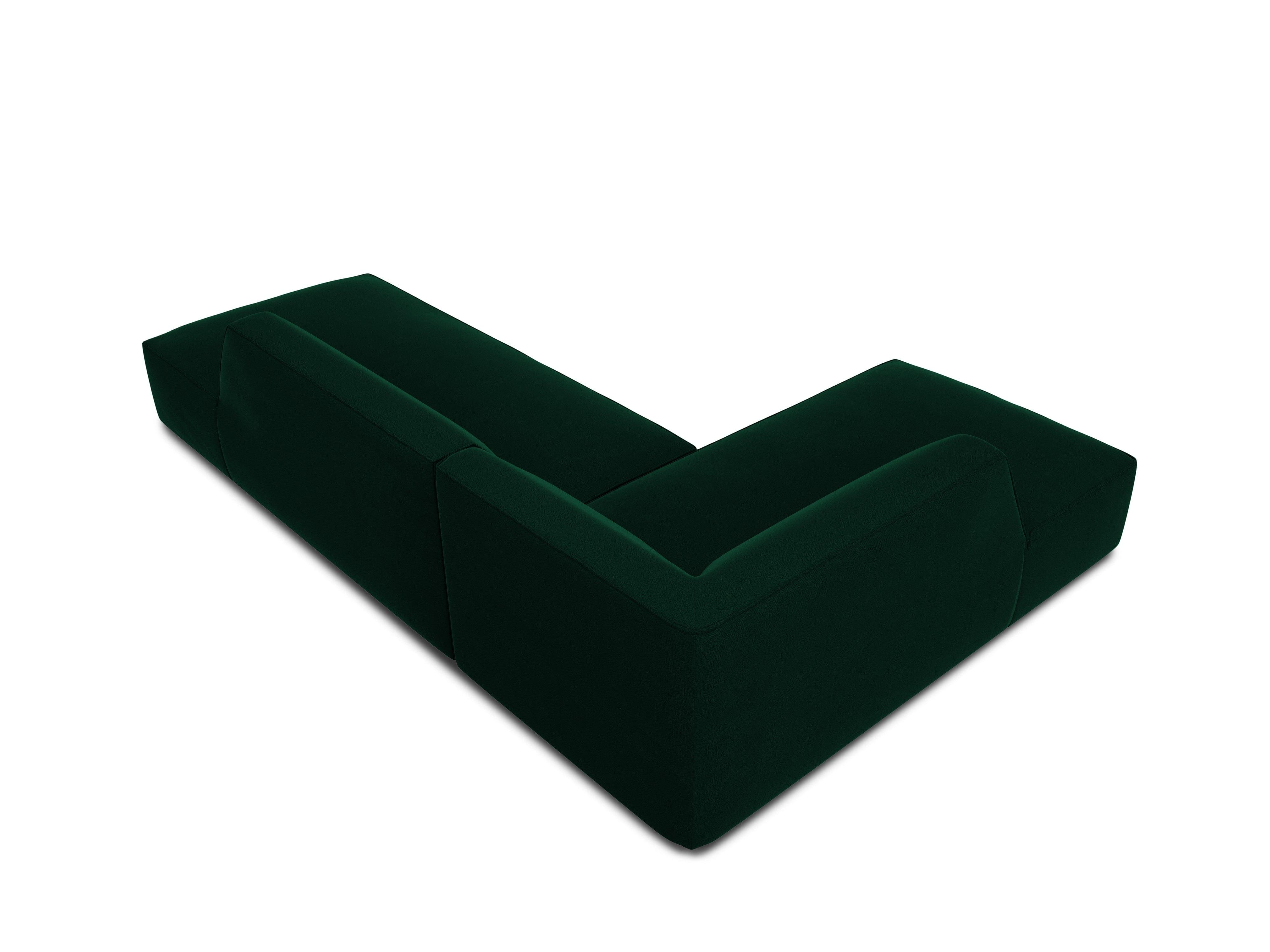 Sofa narożna aksamitna lewostronna RUBY butelkowa zieleń Micadoni Eye on Design