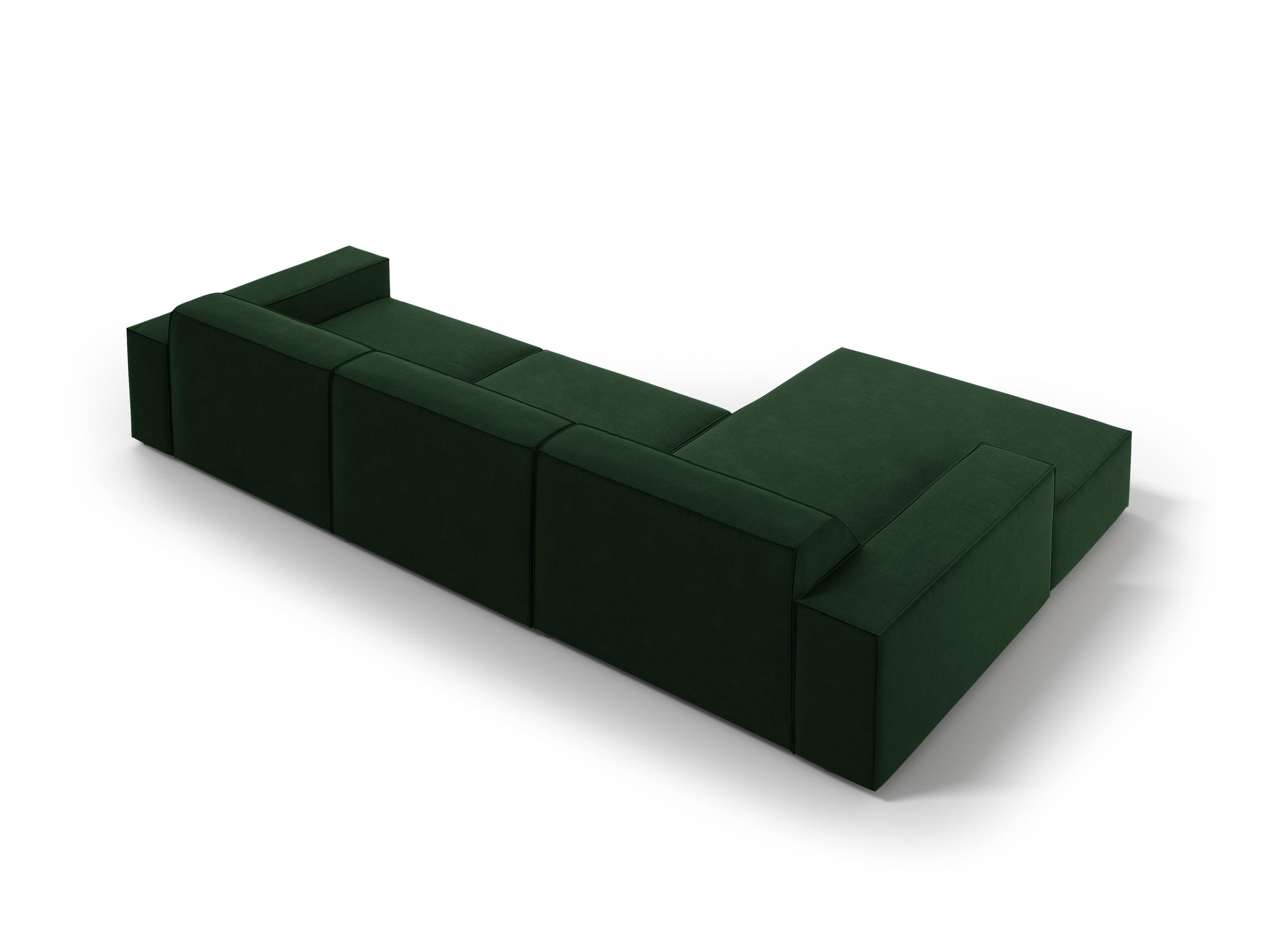 Narożnik aksamitny lewostronny 4-osobowy JODIE butelkowa zieleń Micadoni Eye on Design