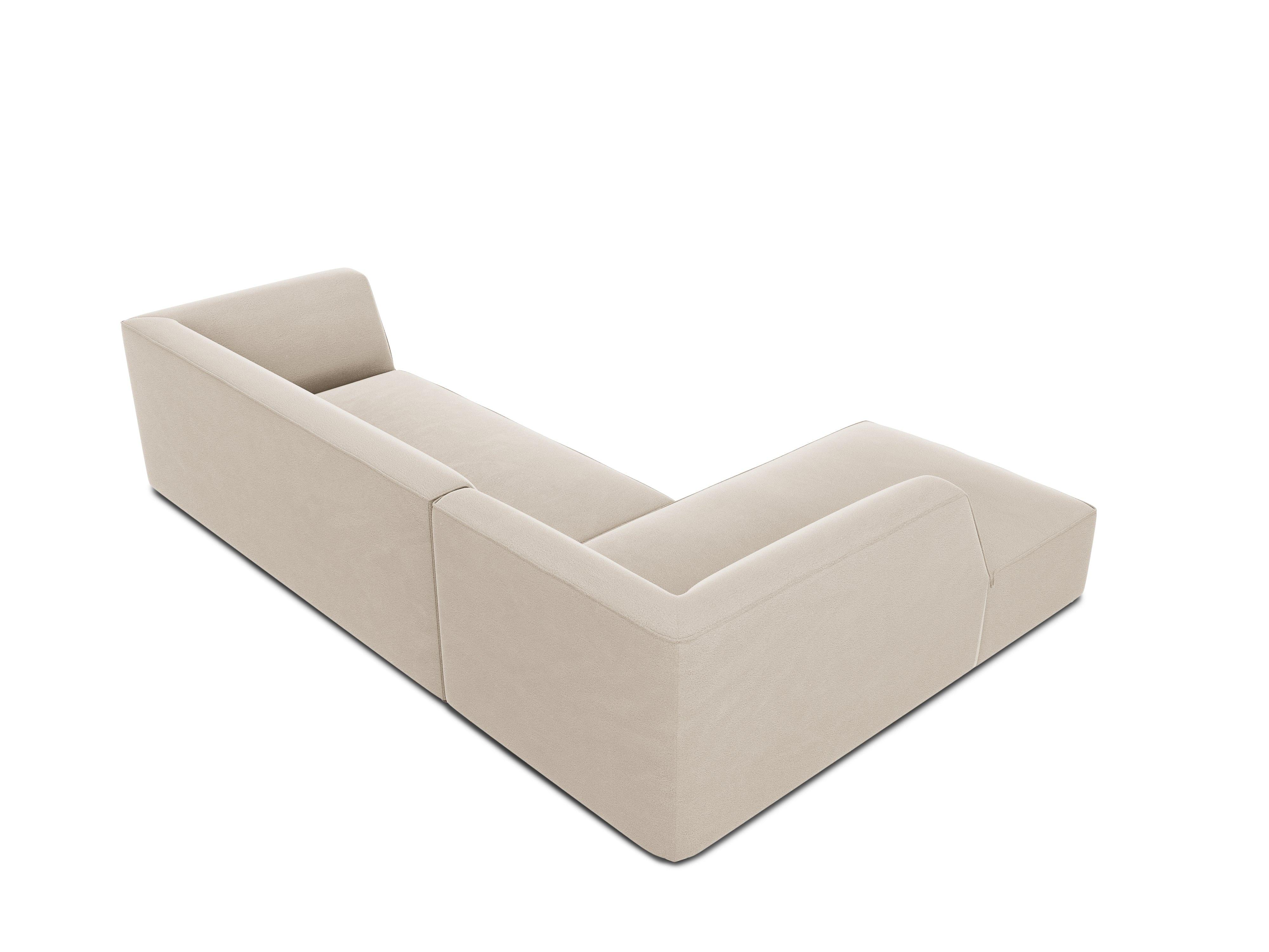 Narożnik aksamitny 4-osobowy lewostronny RUBY beżowy Micadoni Eye on Design