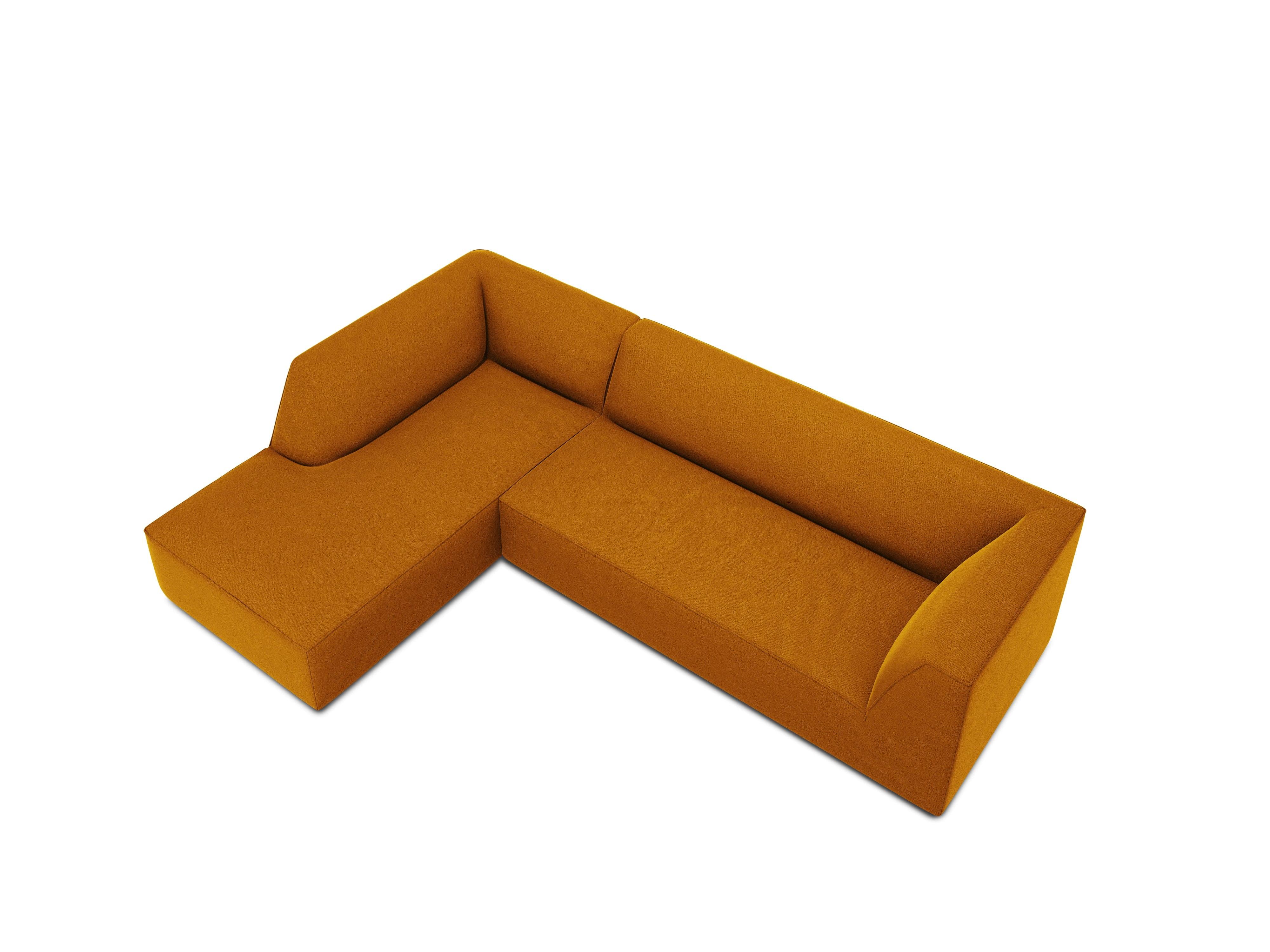 Narożnik aksamitny 4-osobowy lewostronny RUBY żółty Micadoni Eye on Design