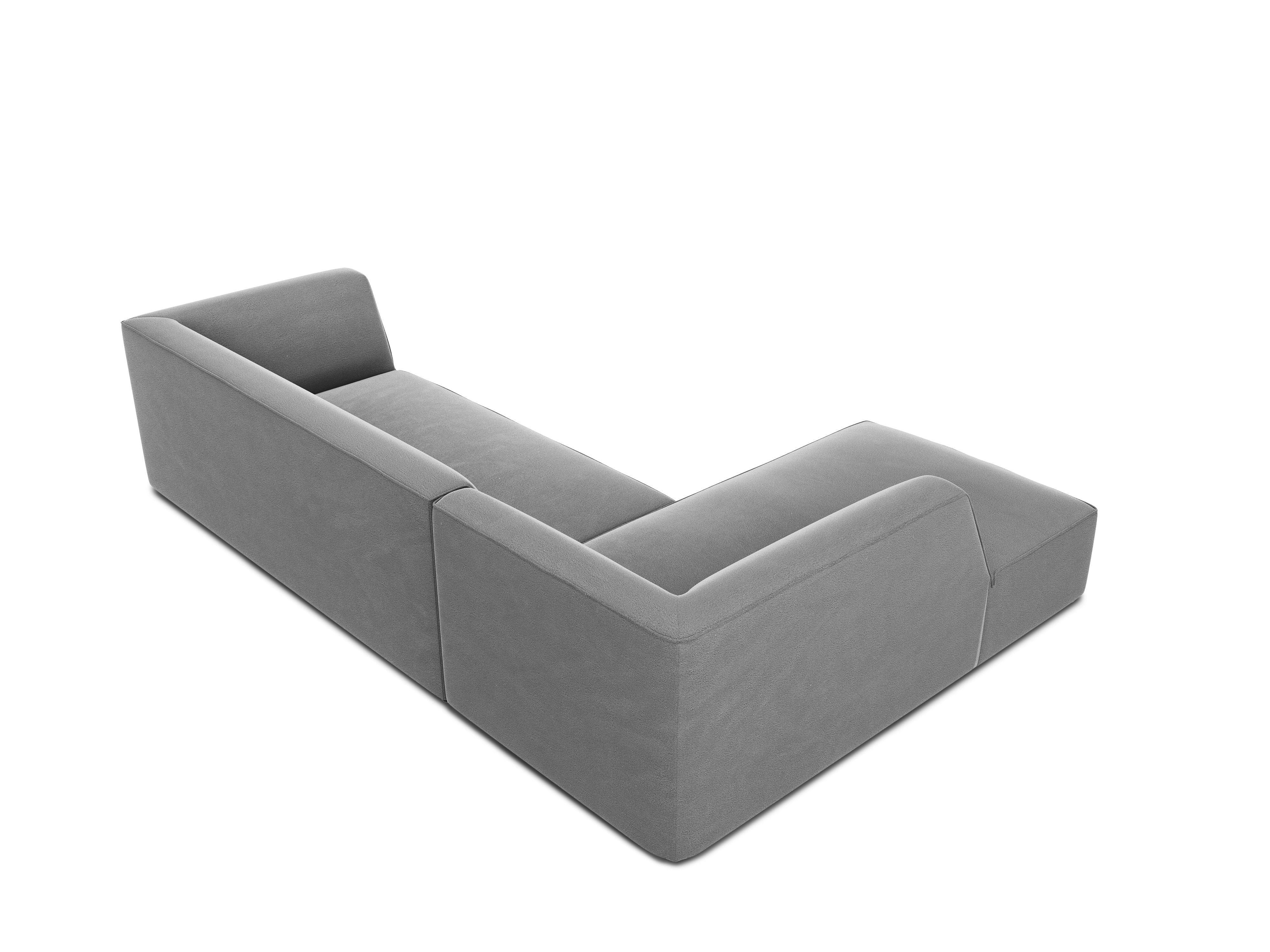 Narożnik aksamitny 4-osobowy lewostronny RUBY jasnoszary Micadoni Eye on Design