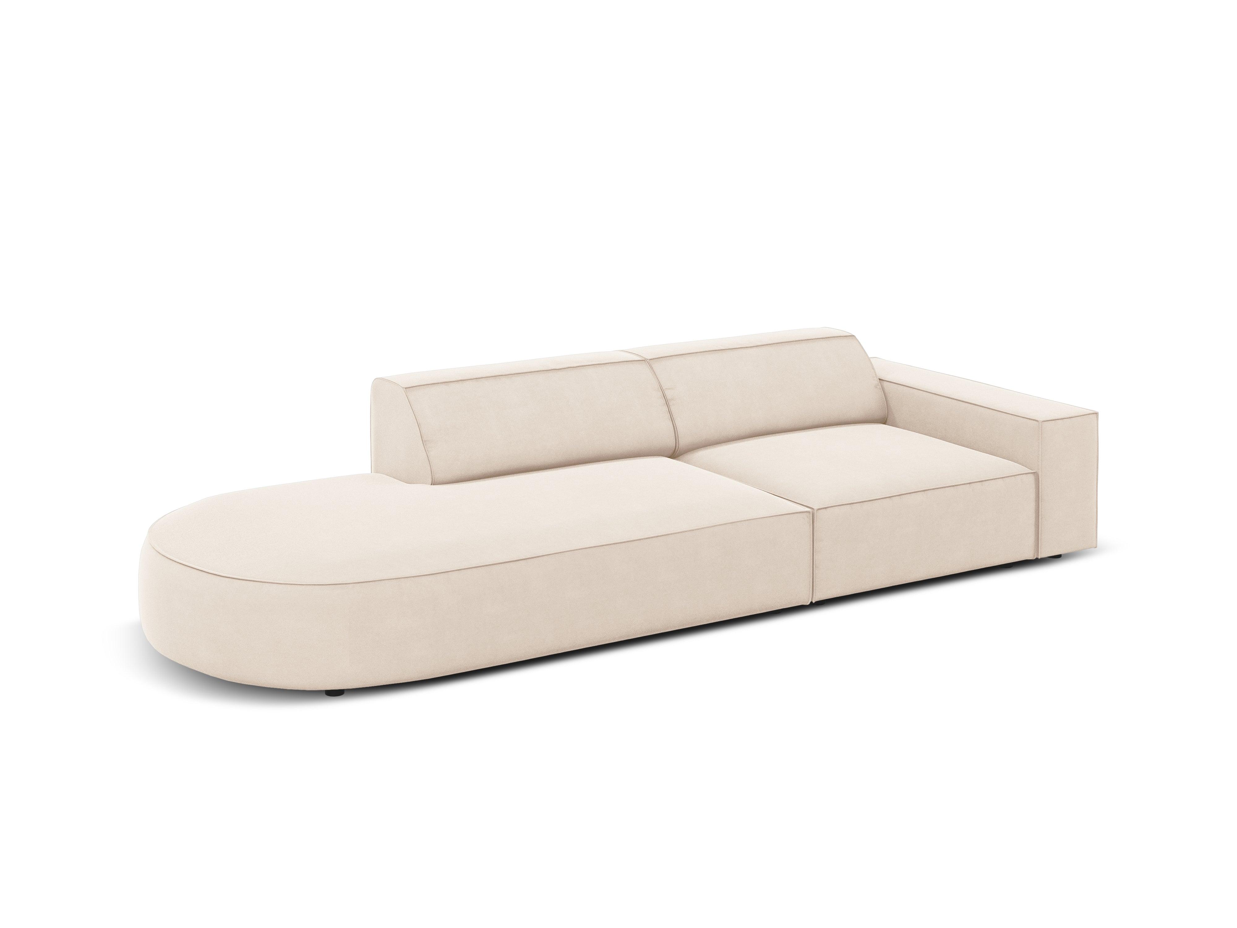 Sofa aksamitna lewostronna okrągła 3-osobowa JODIE jasnobeżowy Micadoni Eye on Design