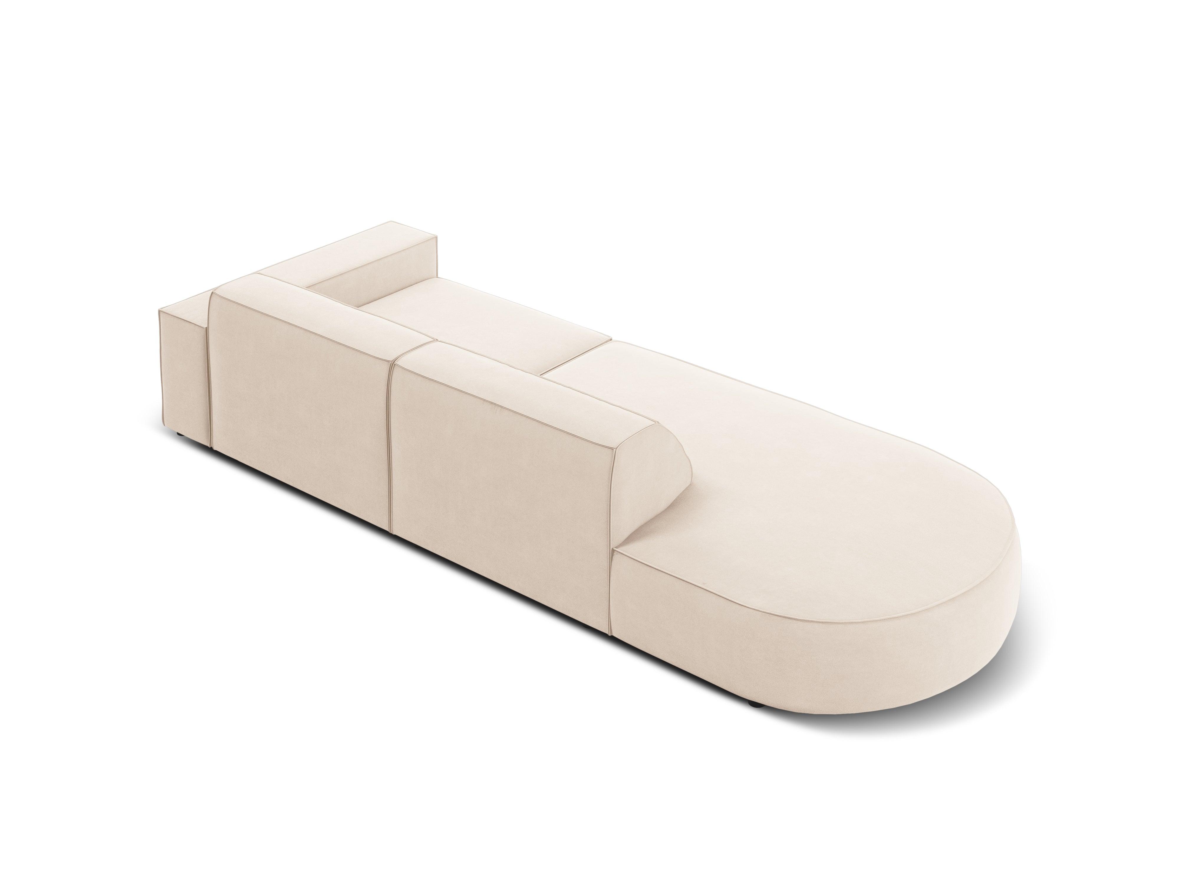 Sofa aksamitna lewostronna okrągła 3-osobowa JODIE jasnobeżowy Micadoni Eye on Design