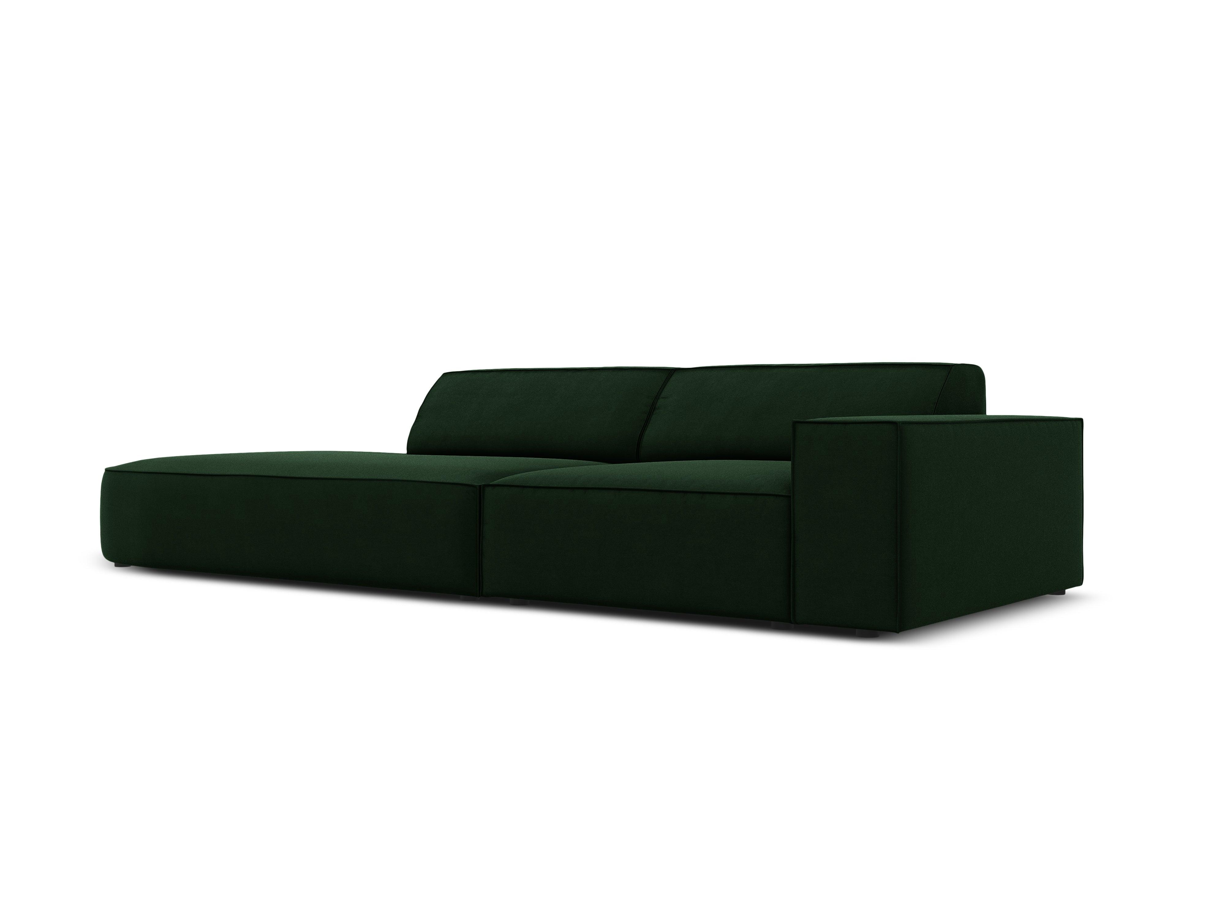 Sofa aksamitna lewostronna okrągła 3-osobowa JODIE butelkowa zieleń Micadoni Eye on Design
