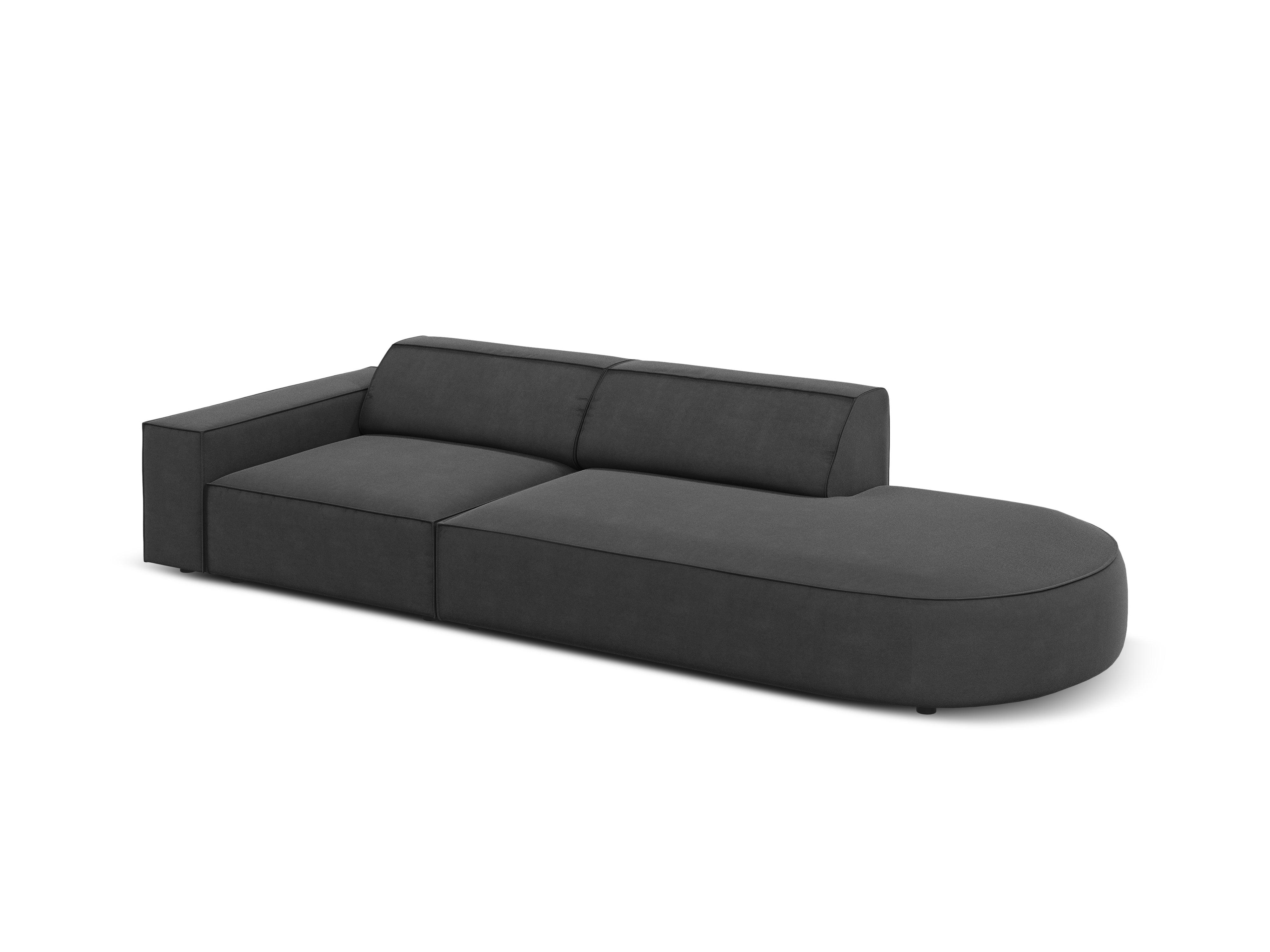 Sofa aksamitna prawostronna okrągła 3-osobowa JODIE ciemnoszary Micadoni Eye on Design