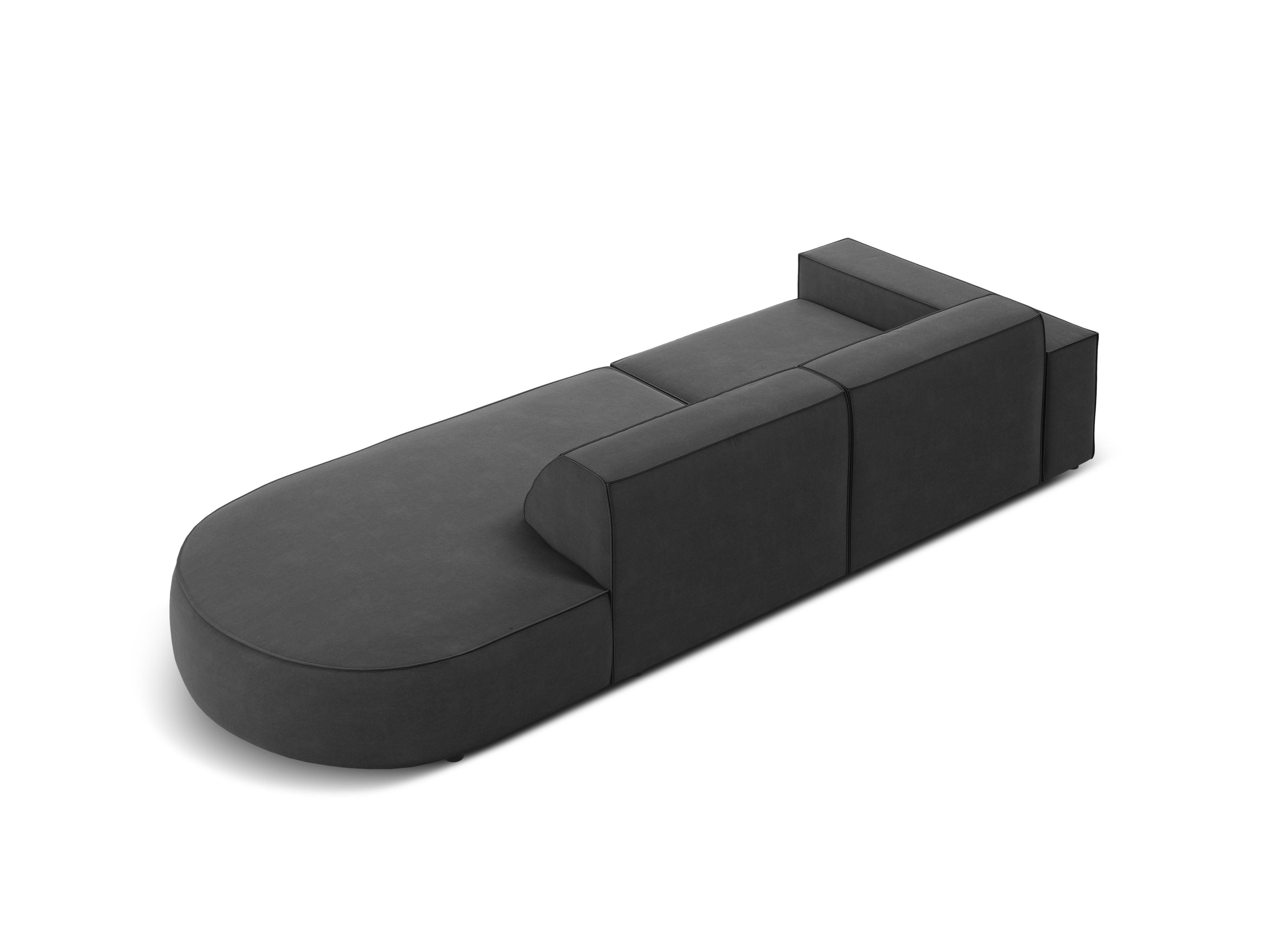 Sofa aksamitna prawostronna okrągła 3-osobowa JODIE ciemnoszary Micadoni Eye on Design