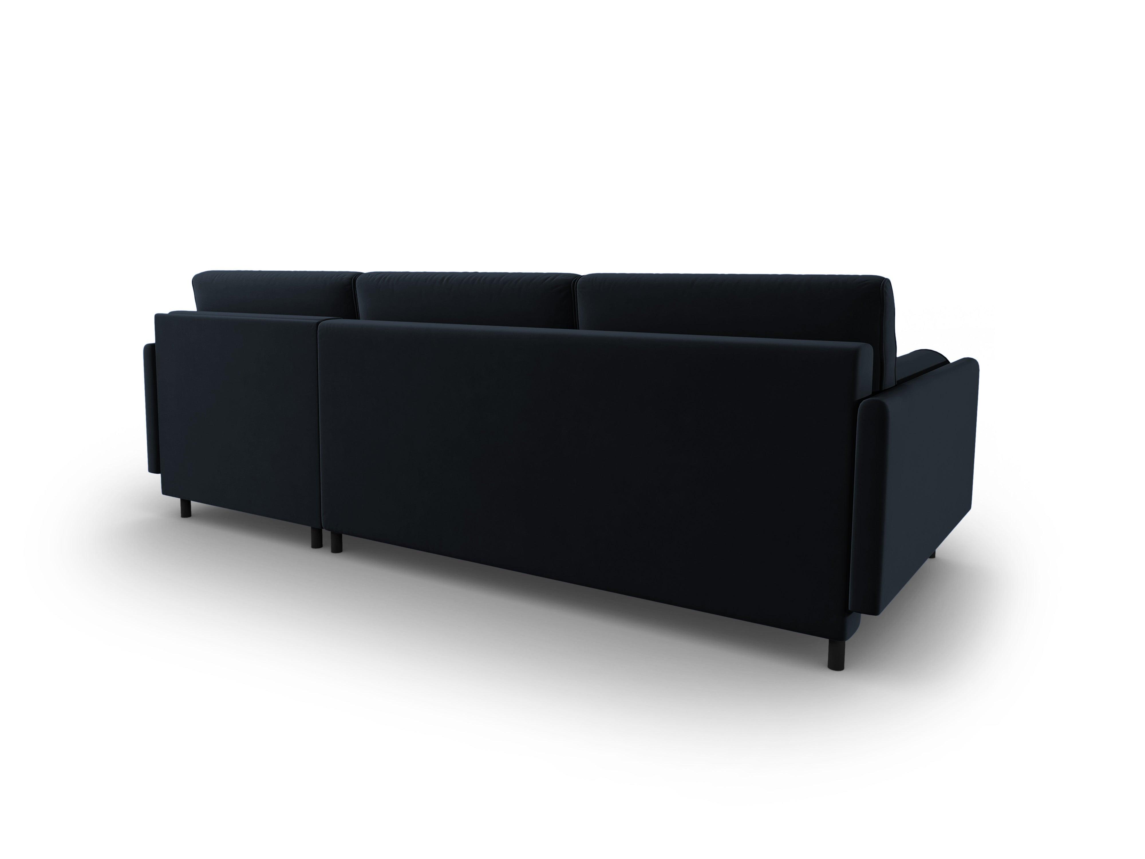 Narożnik aksamitny prawostronny z funkcją spania SCOTT ciemnoniebieski Micadoni Eye on Design