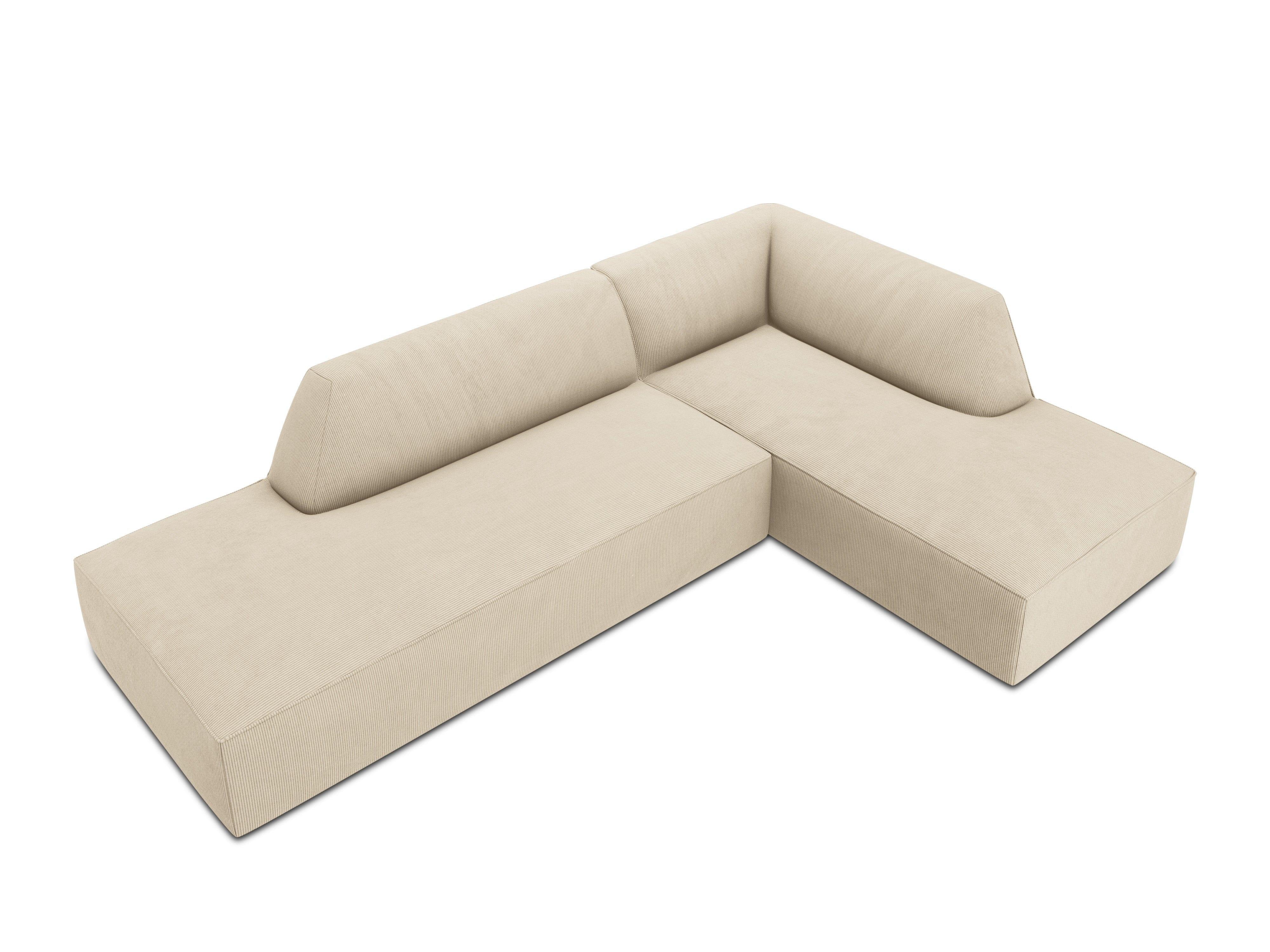 Sofa narożna sztruksowa prawostronny RUBY beżowy Micadoni Eye on Design
