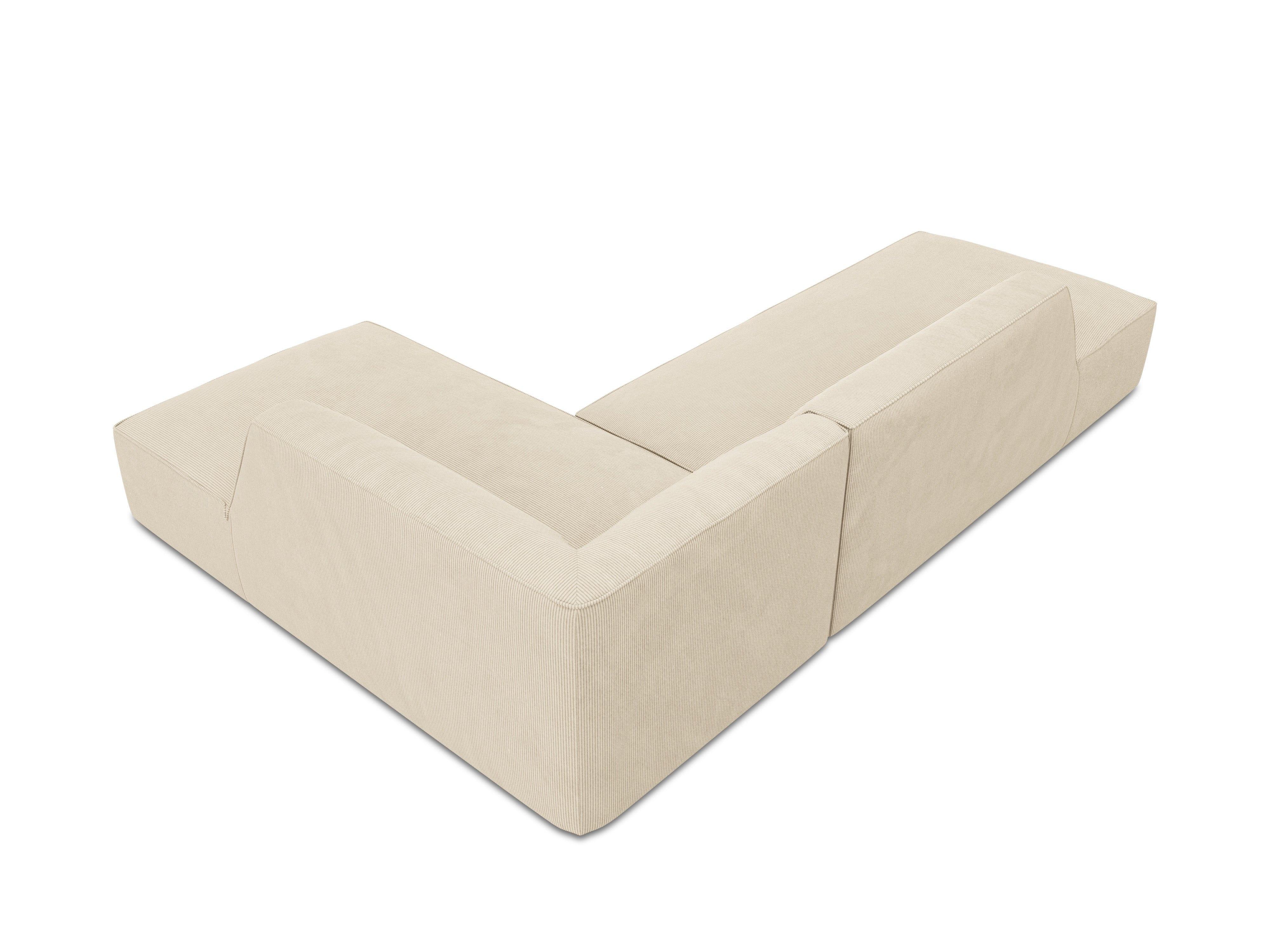 Sofa narożna sztruksowa prawostronny RUBY beżowy Micadoni Eye on Design