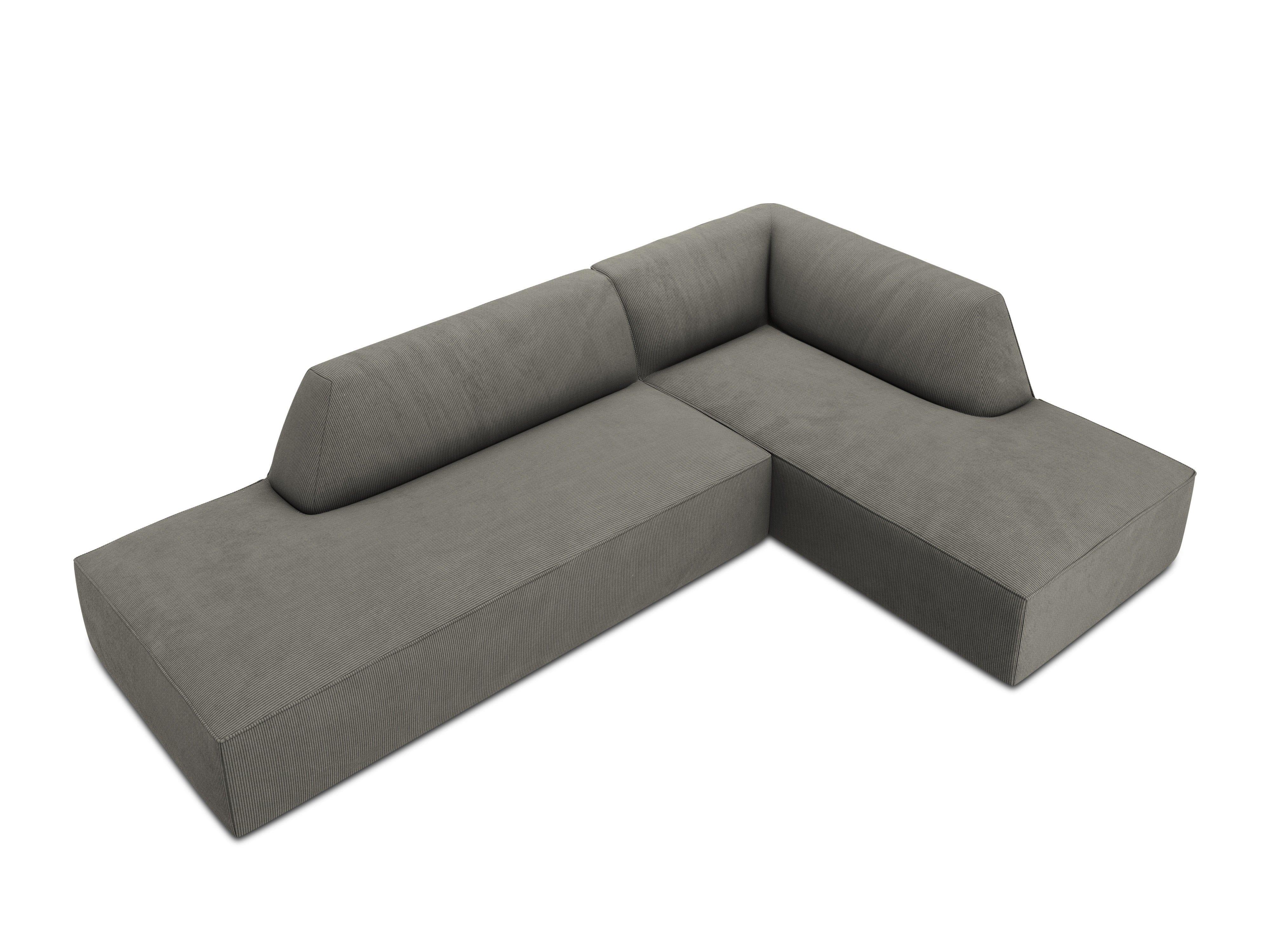 Sofa narożna sztruksowa prawostronny RUBY jasnoszary Micadoni Eye on Design