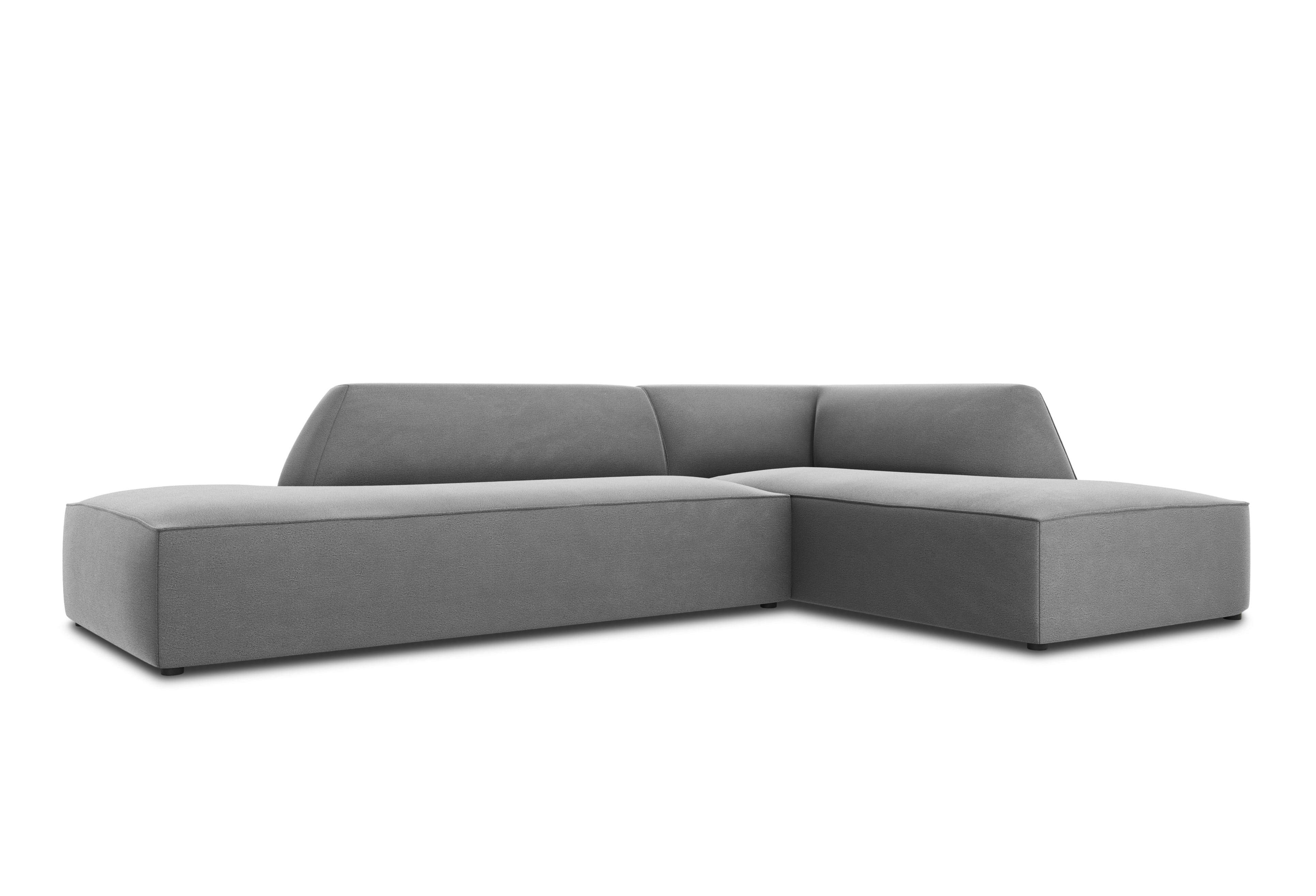 Sofa narożna aksamitna prawostronna RUBY jasnoszary Micadoni Eye on Design