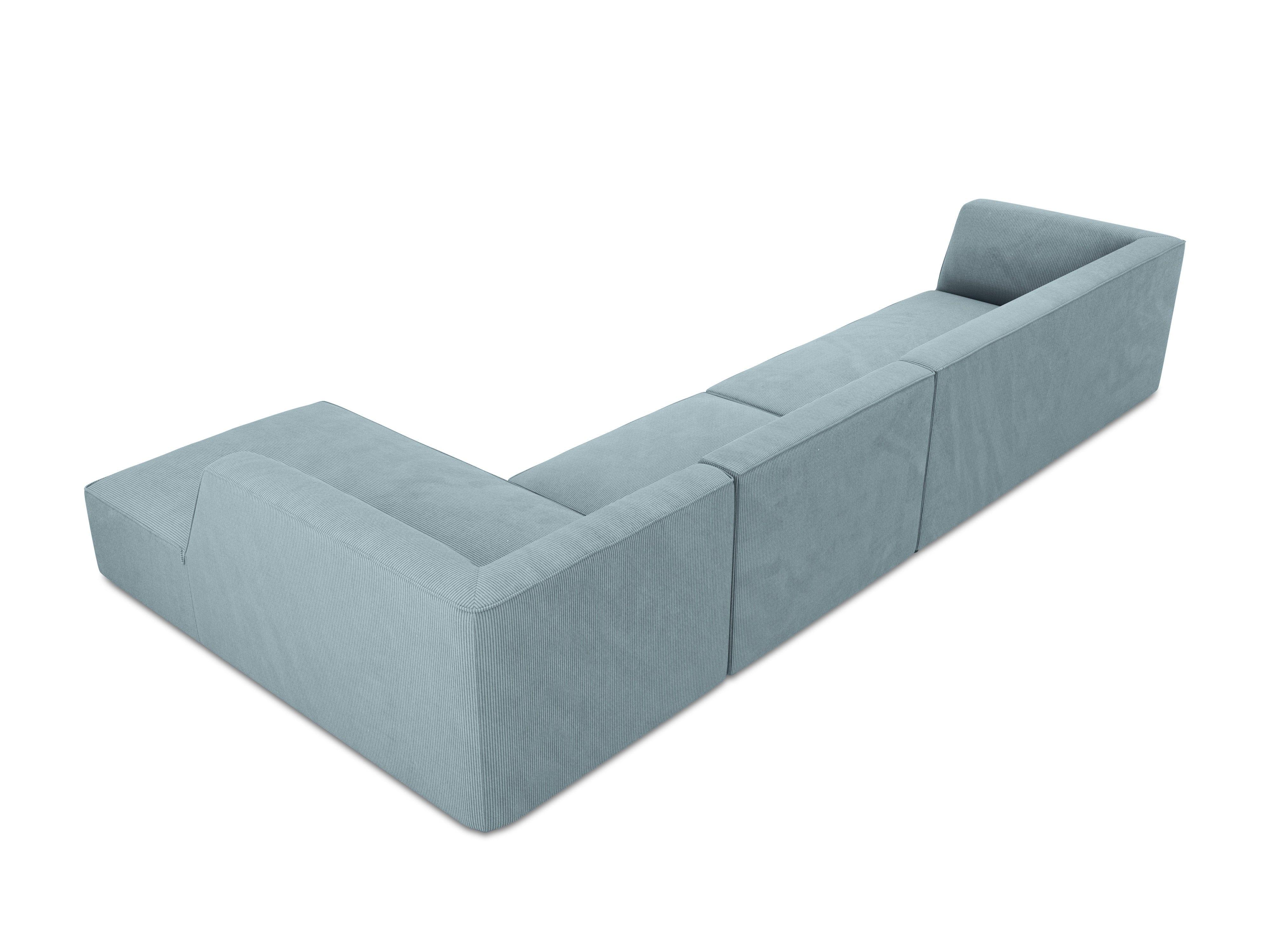 Narożnik sztruksowy 5-osobowy prawostronny RUBY jasnoniebieski Micadoni Eye on Design