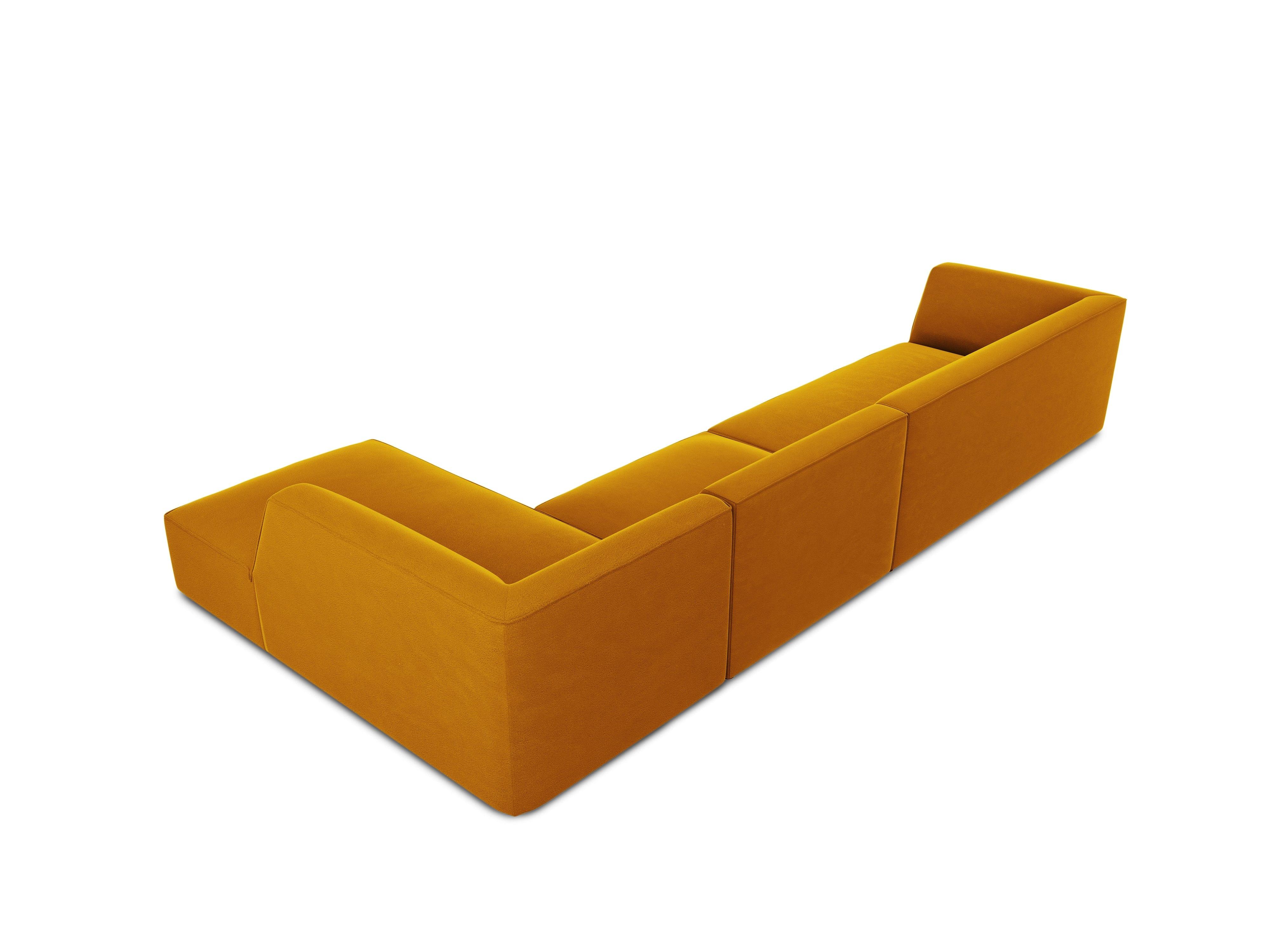 Narożnik aksamitny 5-osobowy prawostronny RUBY żółty Micadoni Eye on Design
