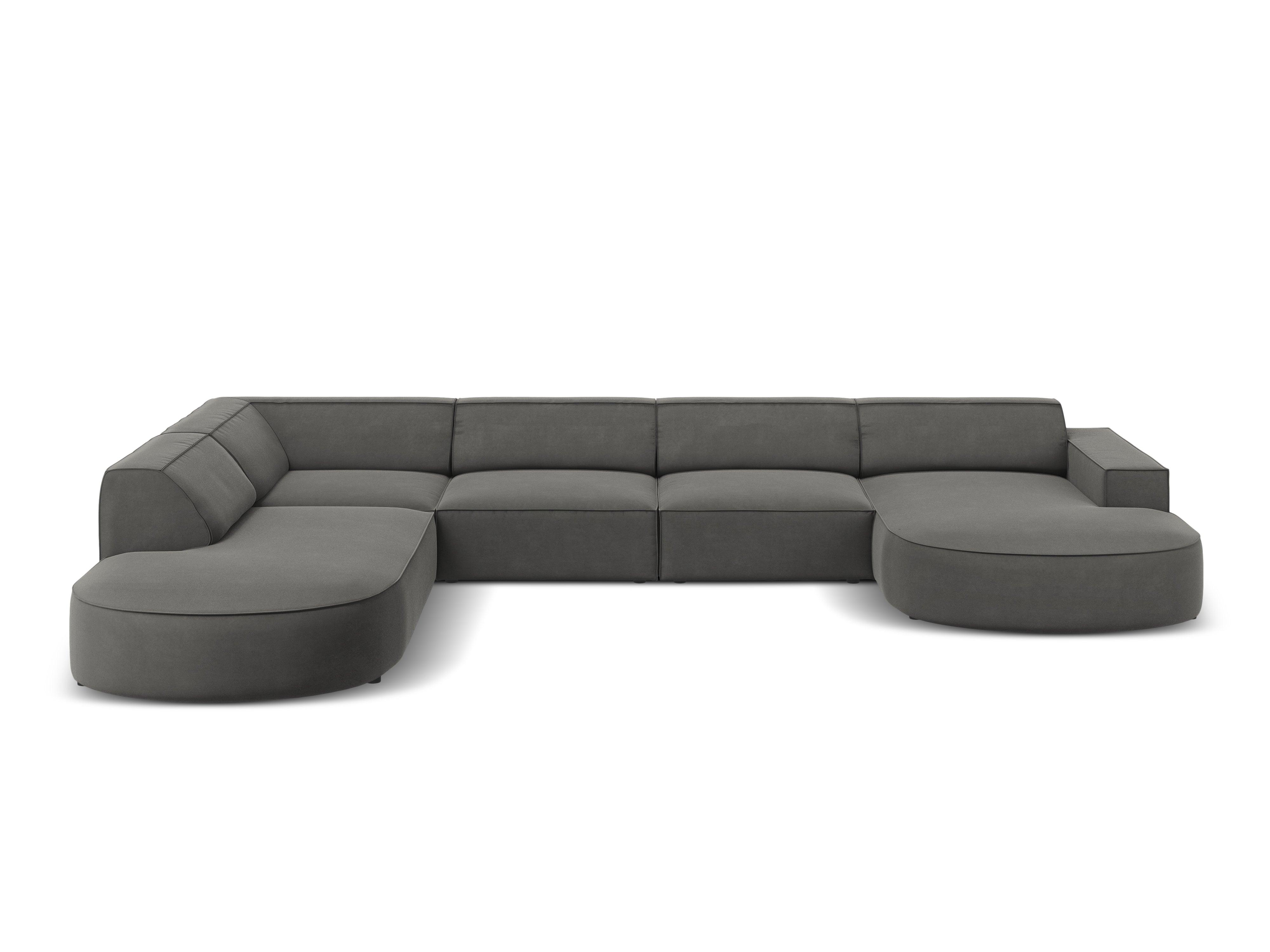 Sofa panoramiczna aksamitna lewostronna okrągła JODIE jasnoszary Micadoni Eye on Design