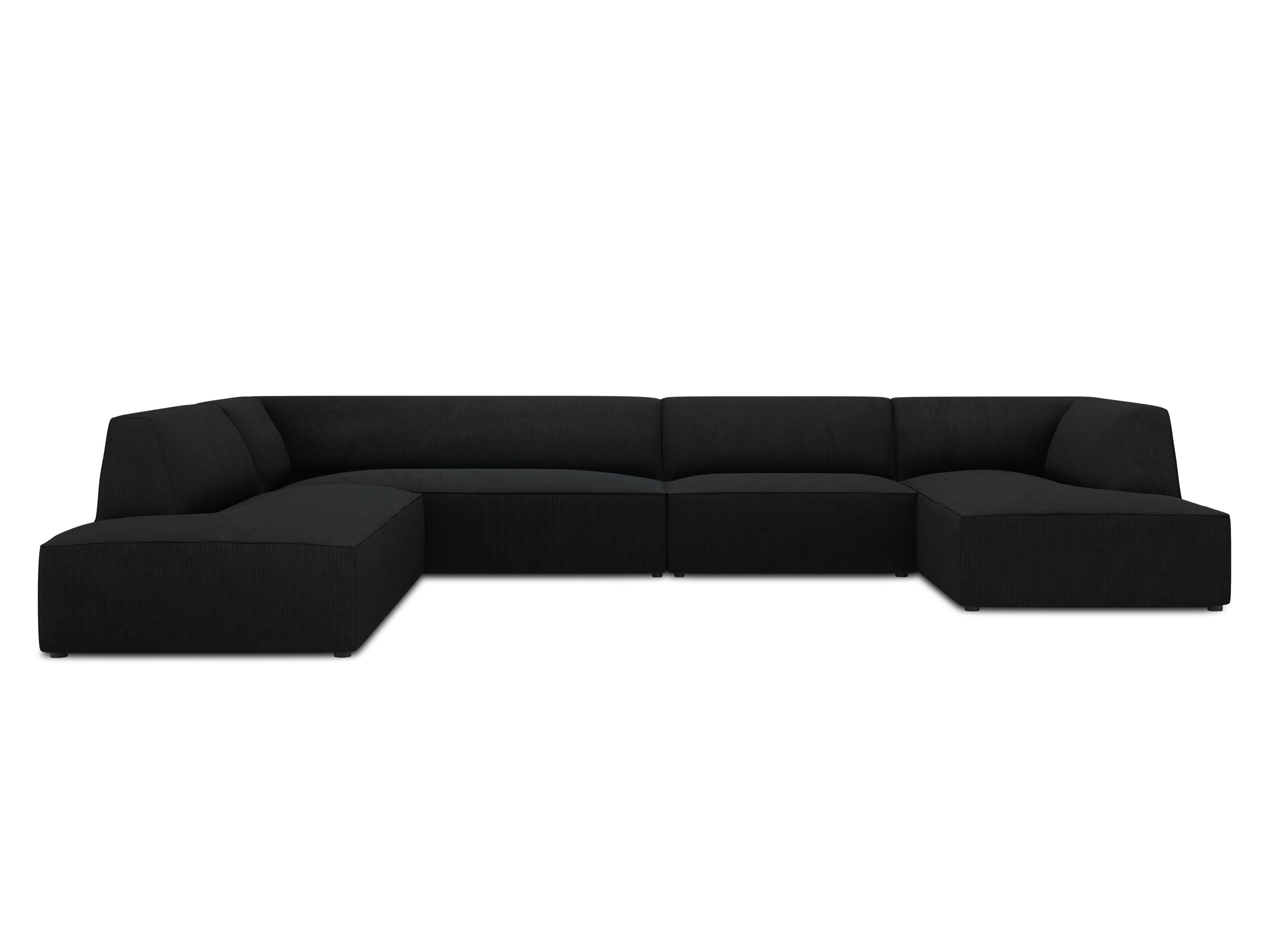 Narożnik w kształcie U sztruksowa lewostronny RUBY czarny Micadoni Eye on Design