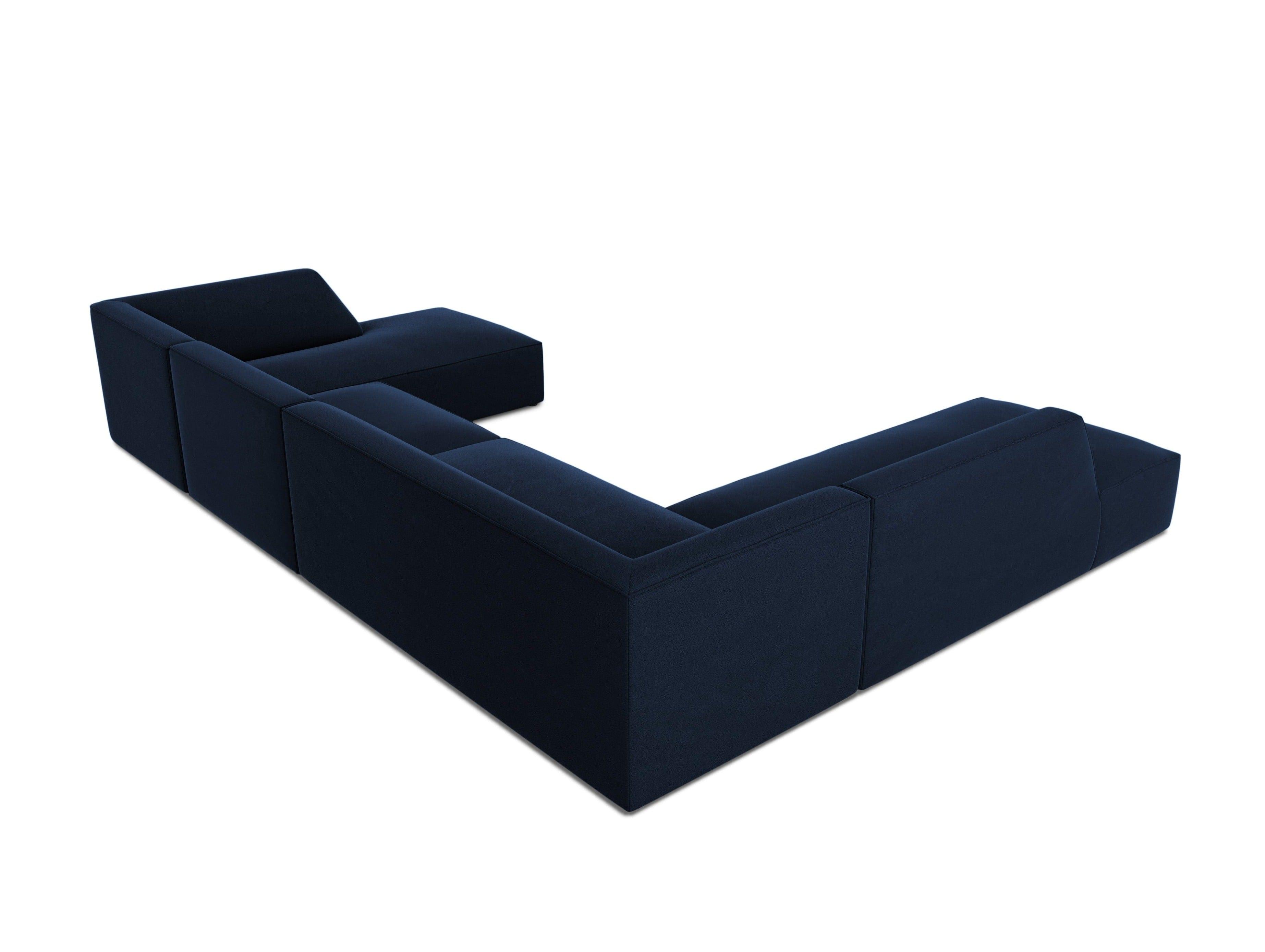 Narożnik w kształcie U aksamitny lewostronny RUBY królewski granat Micadoni Eye on Design