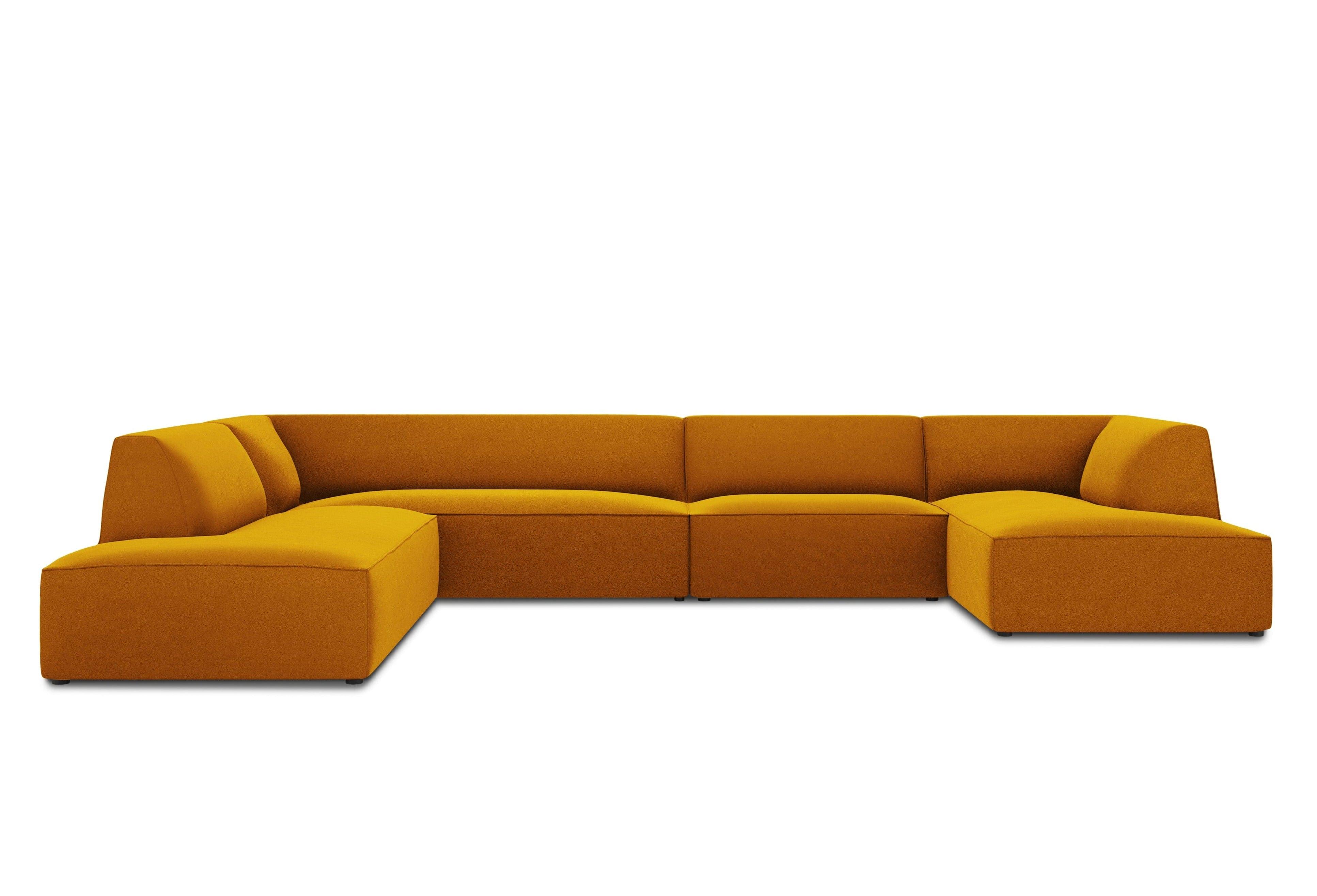 Narożnik w kształcie U aksamitny lewostronny RUBY żółty Micadoni Eye on Design