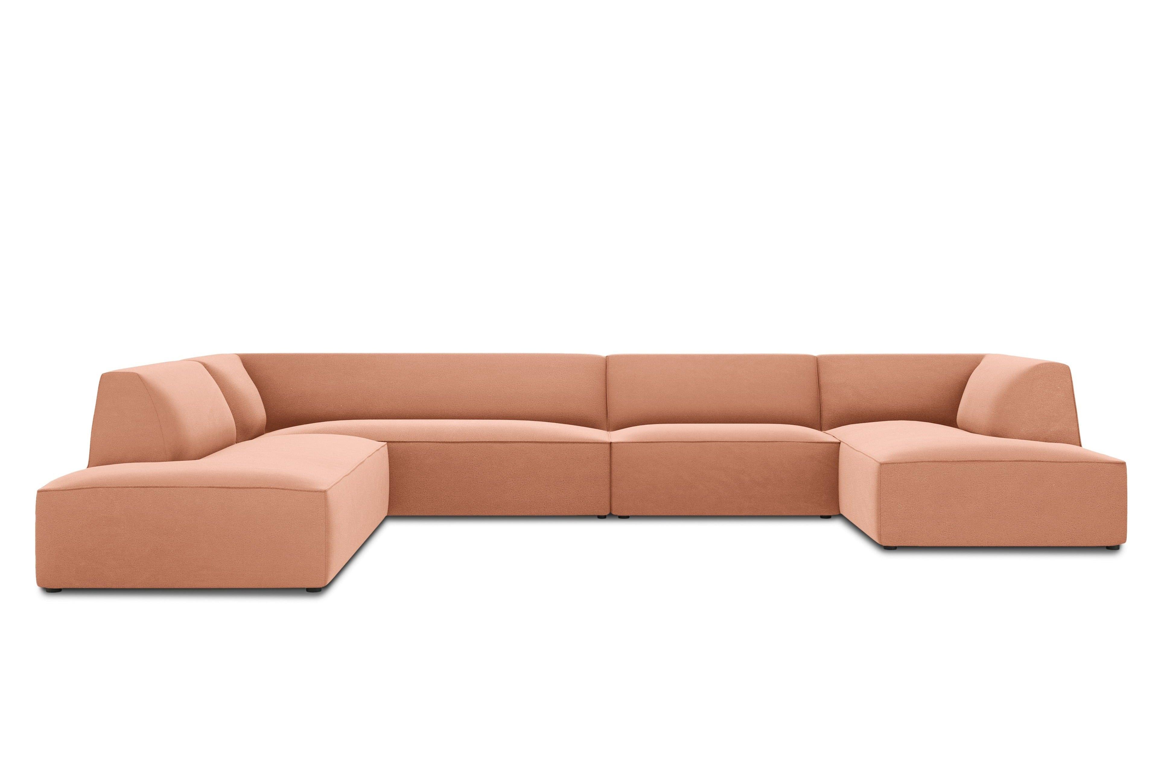 Narożnik w kształcie U aksamitny lewostronny RUBY łososiowy Micadoni Eye on Design