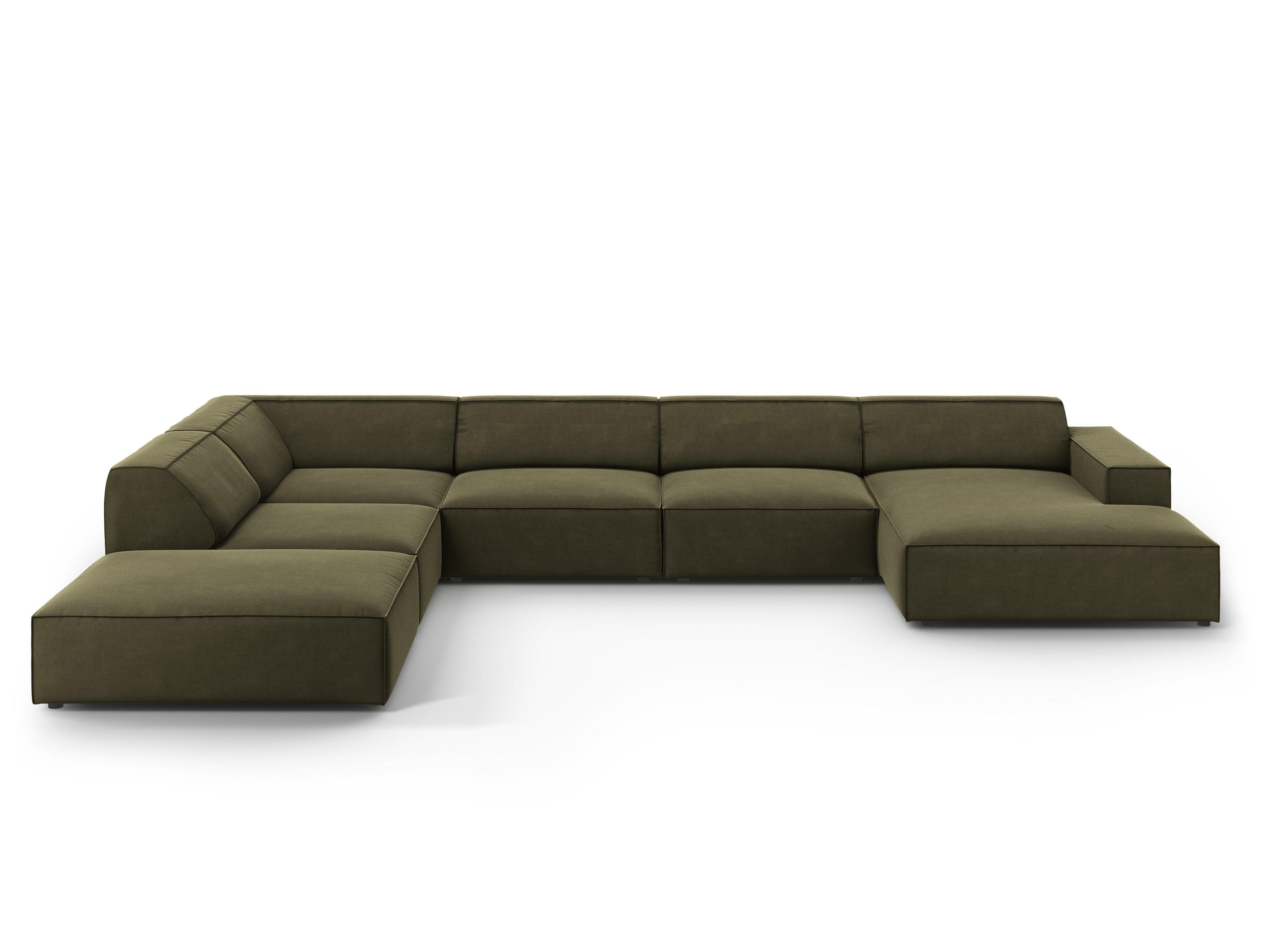 Sofa panoramiczna aksamitna lewostronna JODIE zielony Micadoni Eye on Design