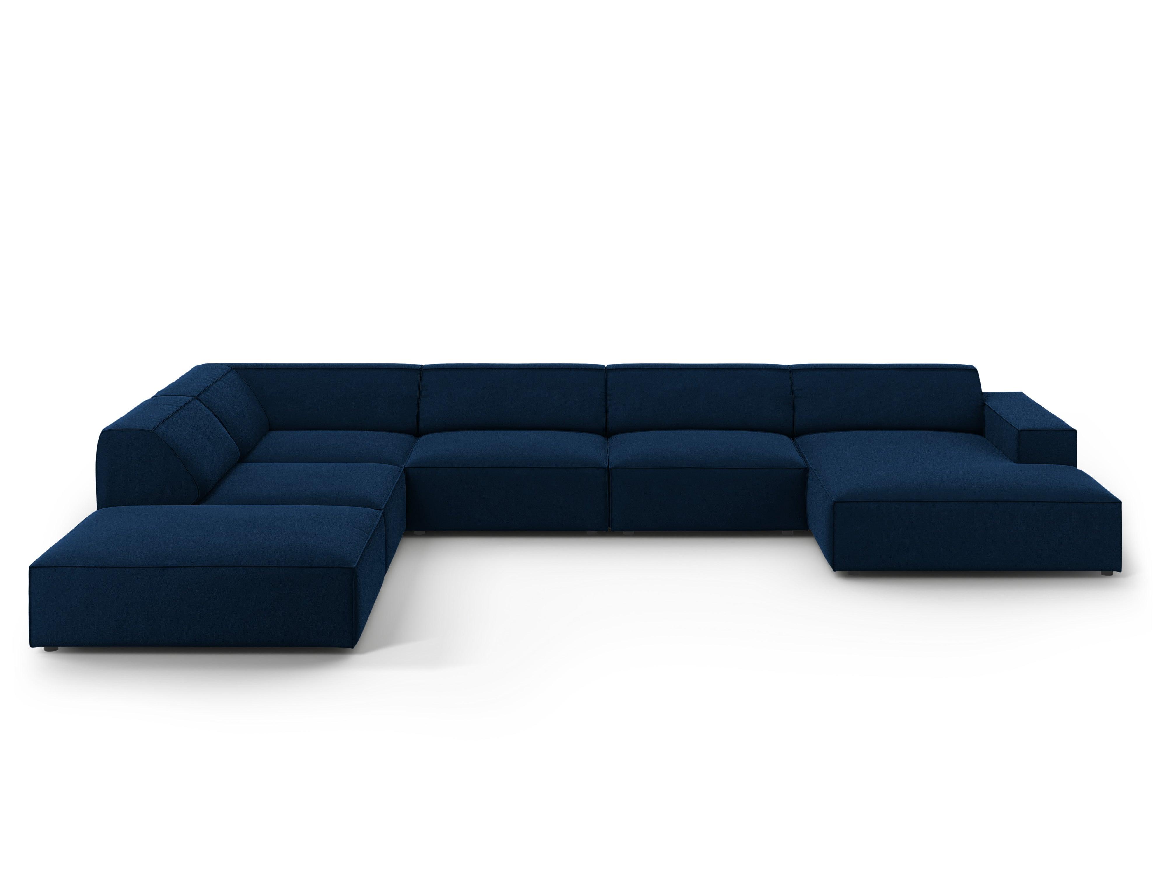 Sofa panoramiczna aksamitna lewostronna JODIE granat królewski Micadoni Eye on Design