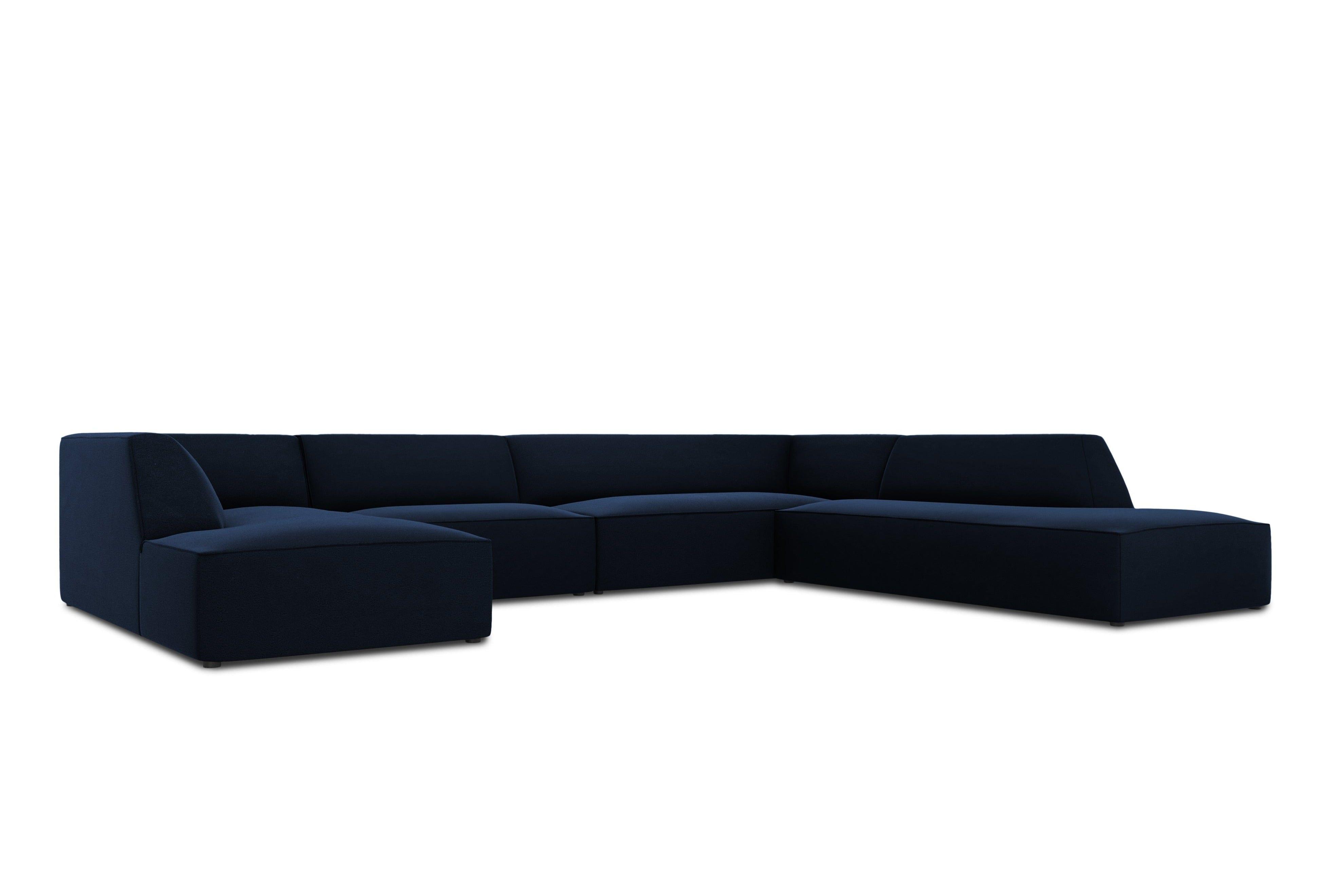 Narożnik w kształcie U aksamitny prawostronny RUBY granat królewski Micadoni Eye on Design