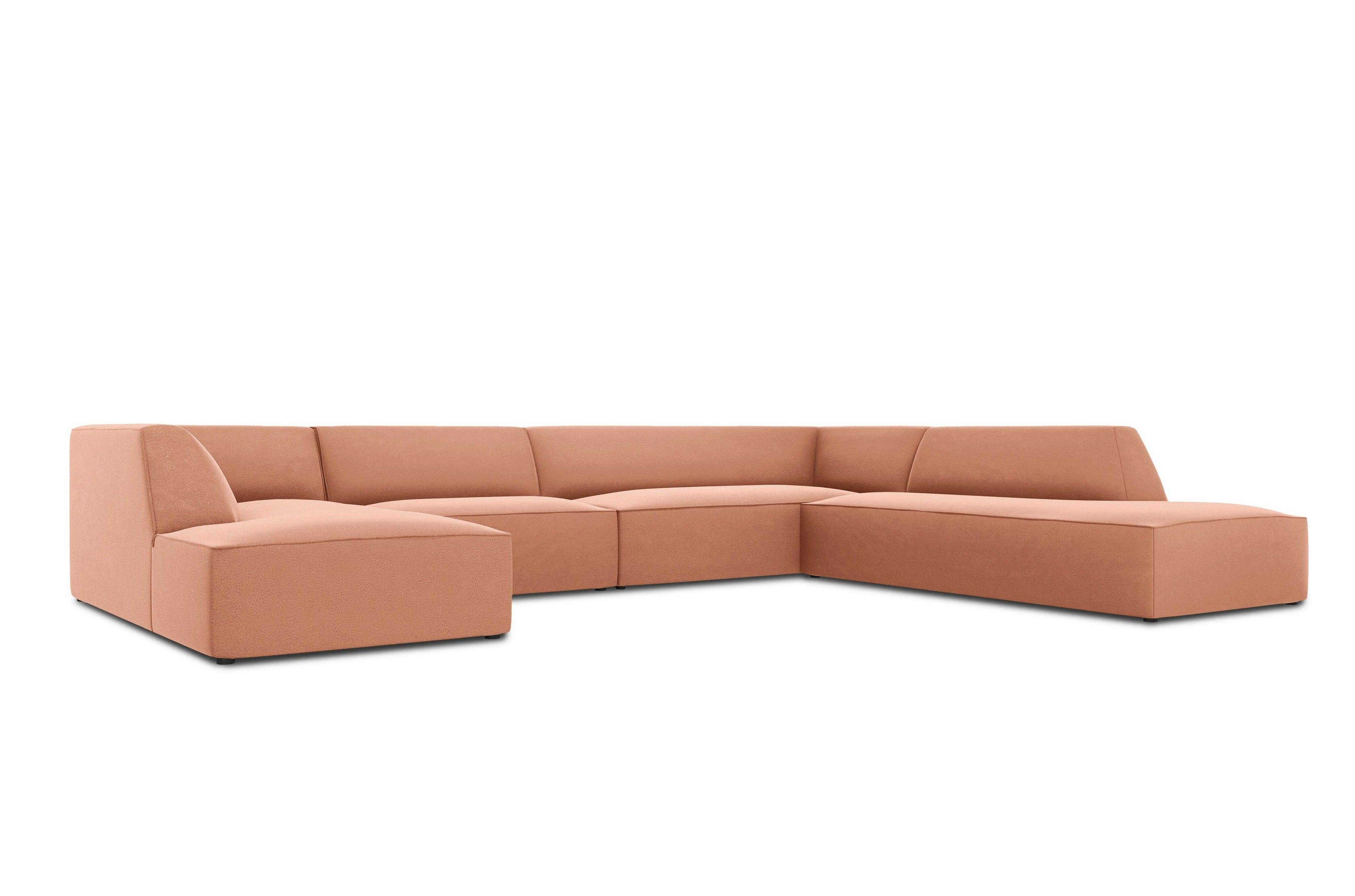 Narożnik w kształcie U aksamitny prawostronny RUBY łososiowy Micadoni Eye on Design