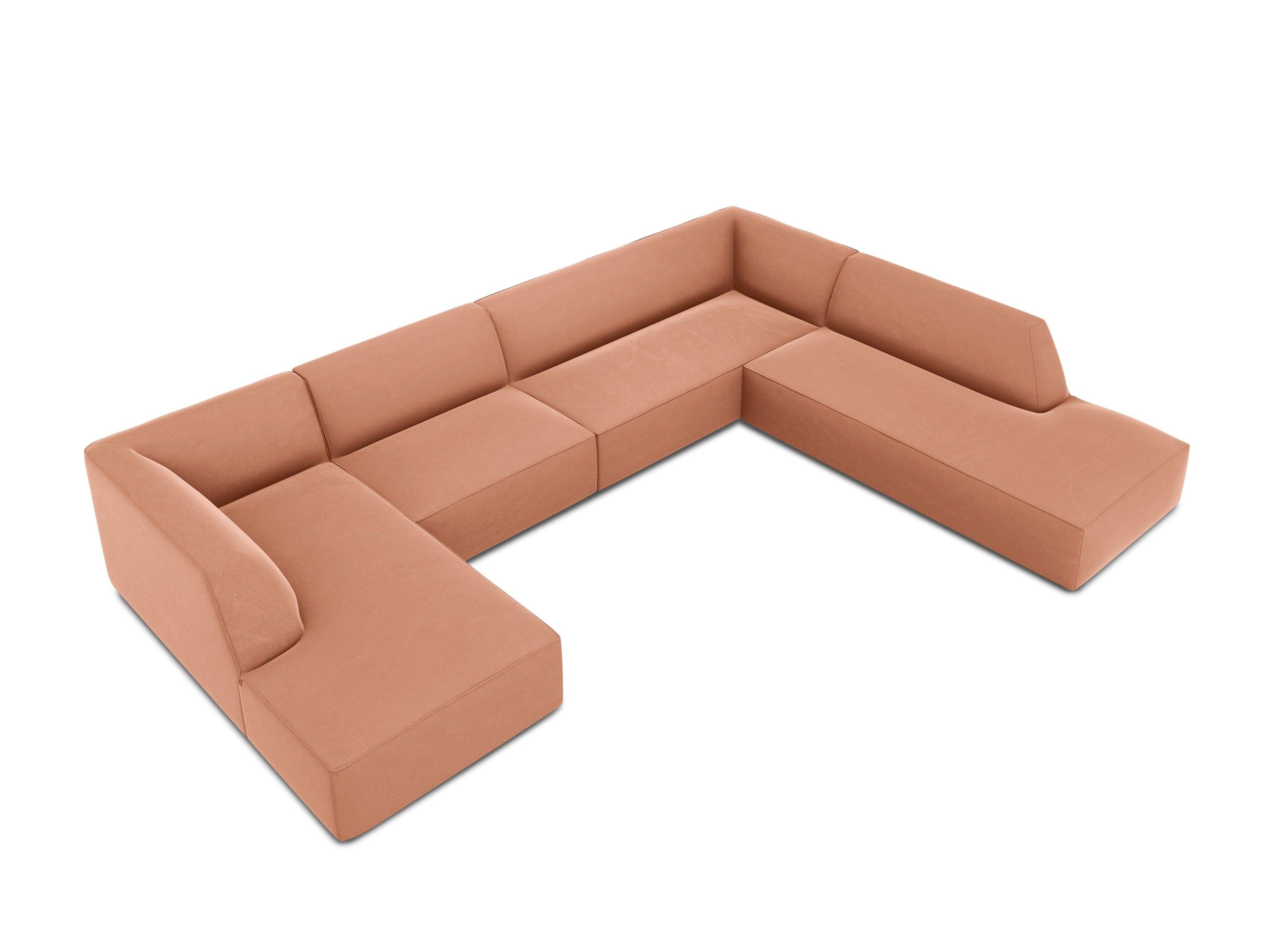 Narożnik w kształcie U aksamitny prawostronny RUBY łososiowy Micadoni Eye on Design