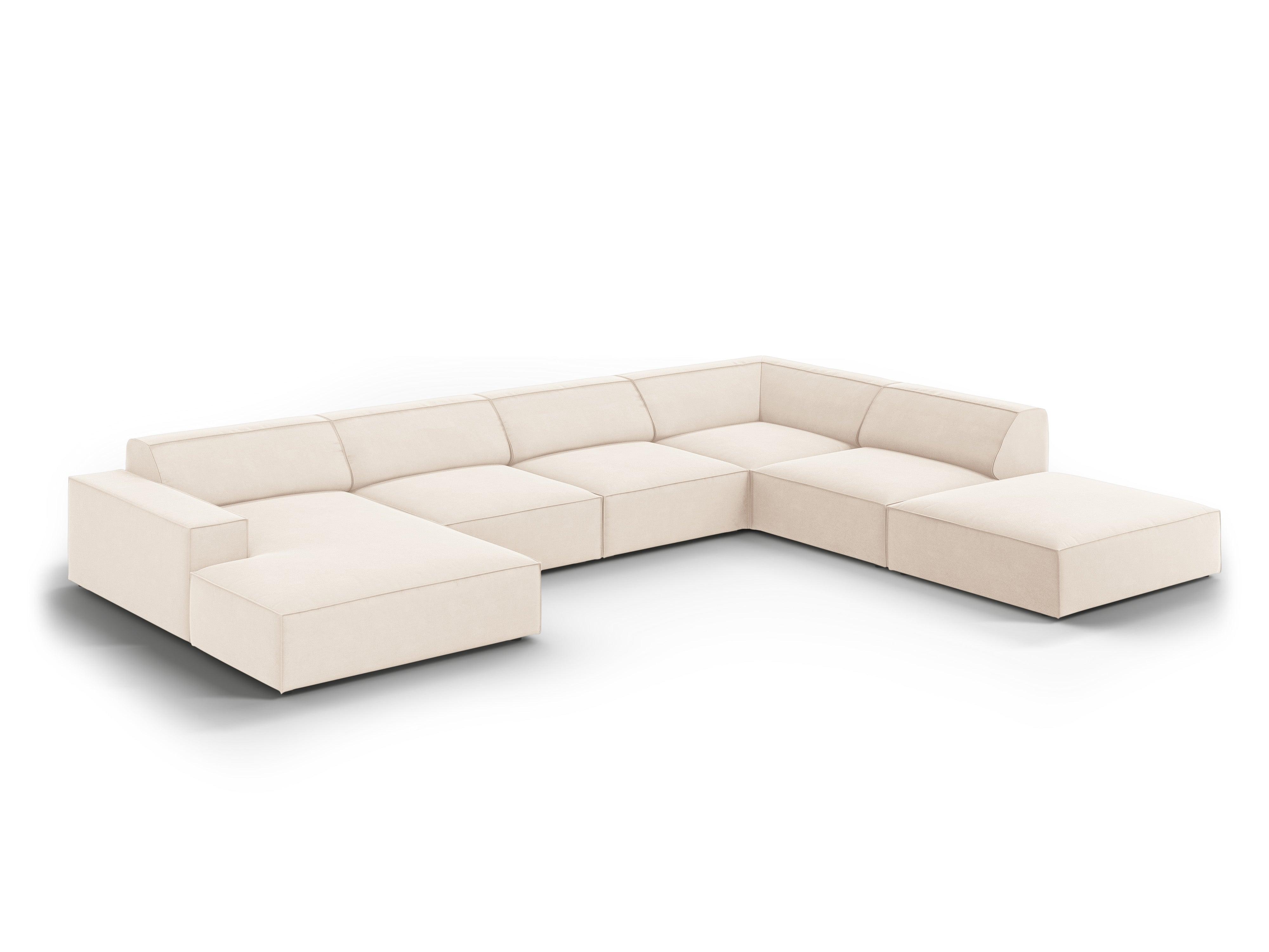 Sofa panoramiczna aksamitna prawostronna JODIE jasnobeżowy Micadoni Eye on Design