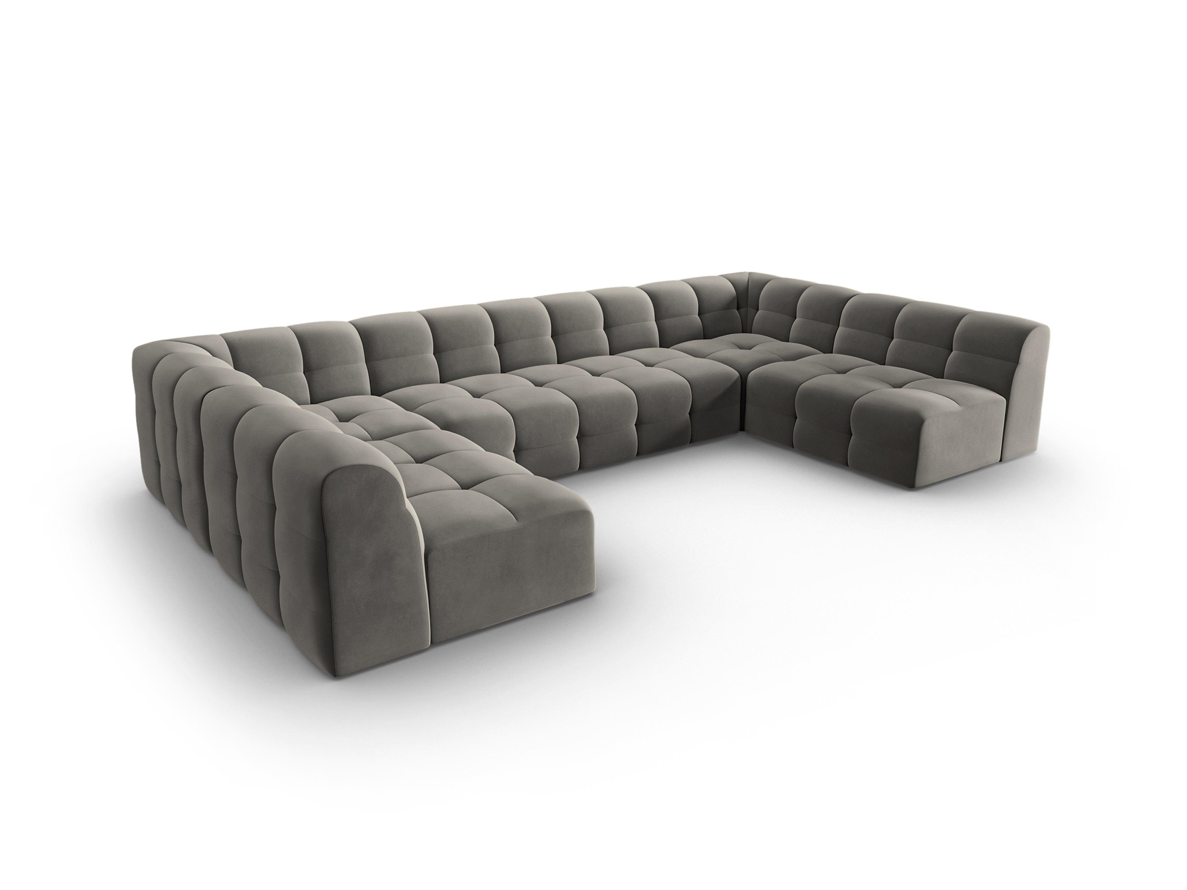 Narożnik aksamitny w kształcie U KENDAL szary Micadoni Eye on Design