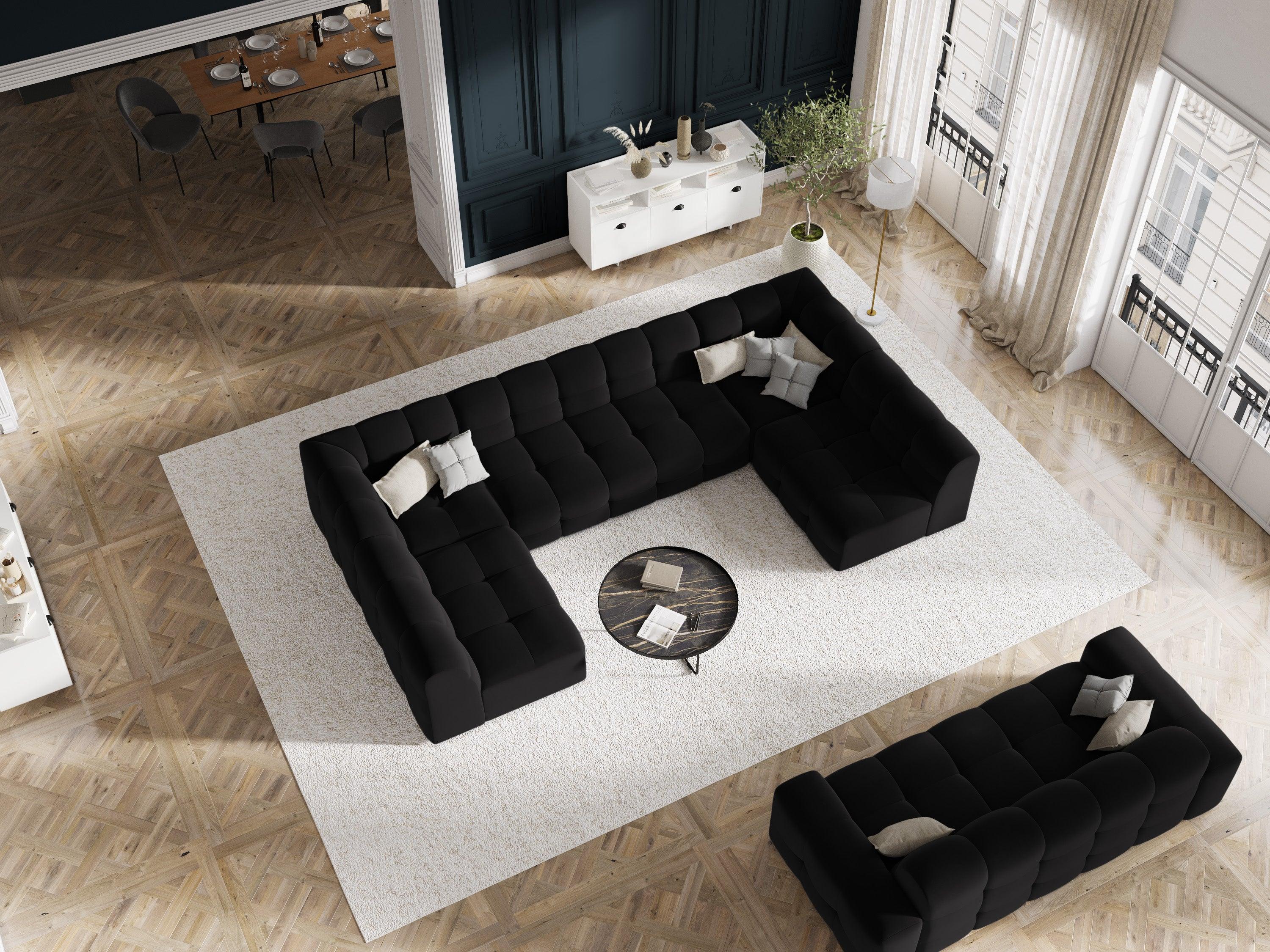 Narożnik aksamitny w kształcie U KENDAL czarny Micadoni Eye on Design