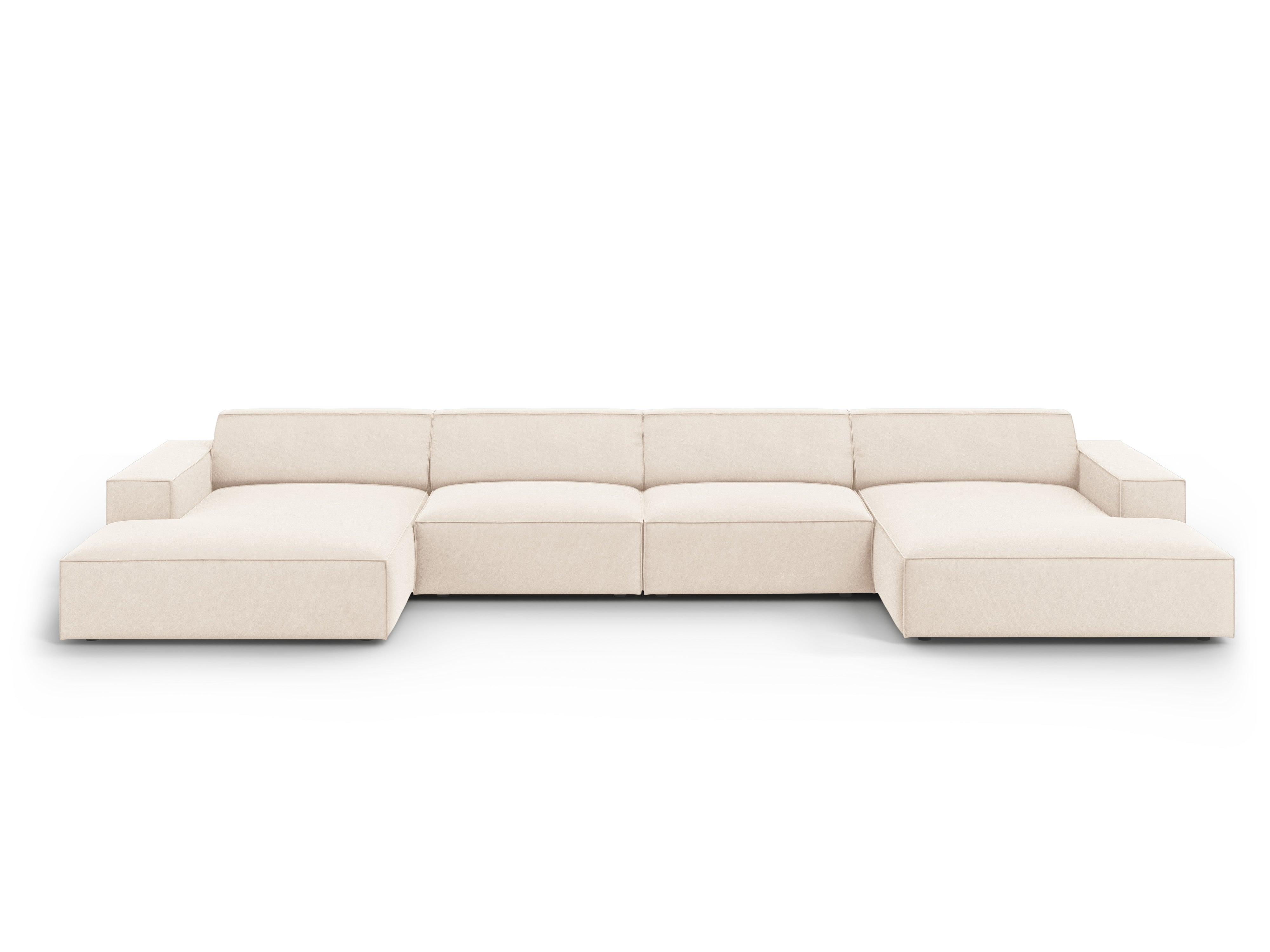 Sofa panoramiczna aksamitna JODIE jasnobeżowy Micadoni Eye on Design