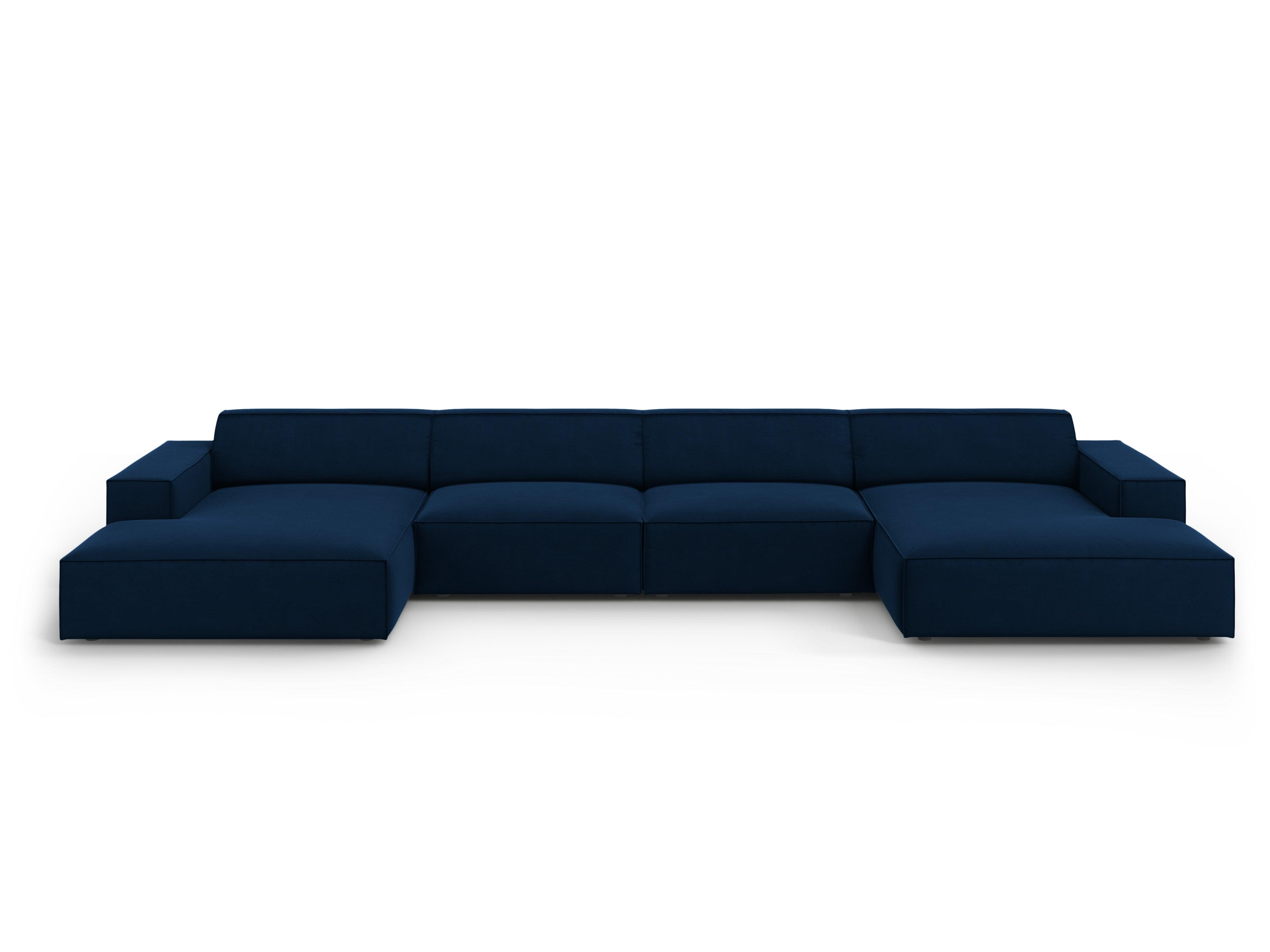 Sofa panoramiczna aksamitna JODIE granat królewski Micadoni Eye on Design