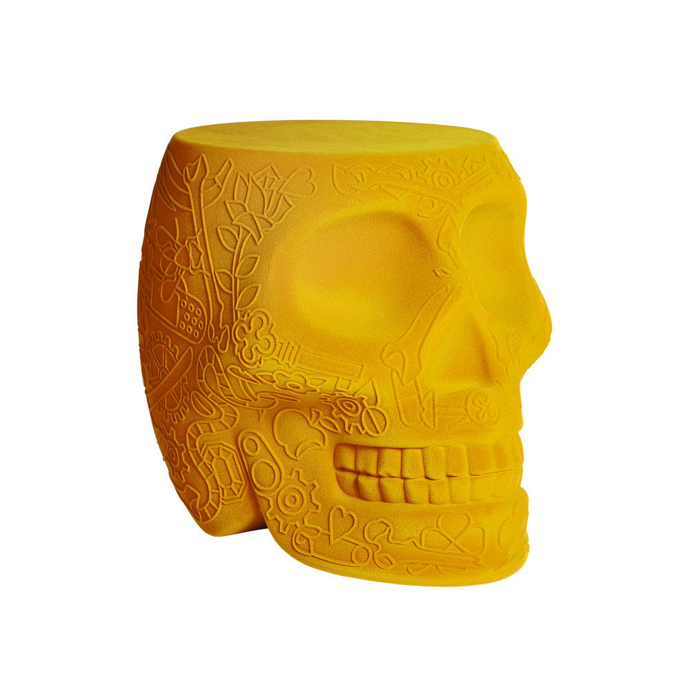 Stołek i stolik boczny MEXICO VELVET żółty BRAK U PRODUCENTA Qeeboo Eye on Design