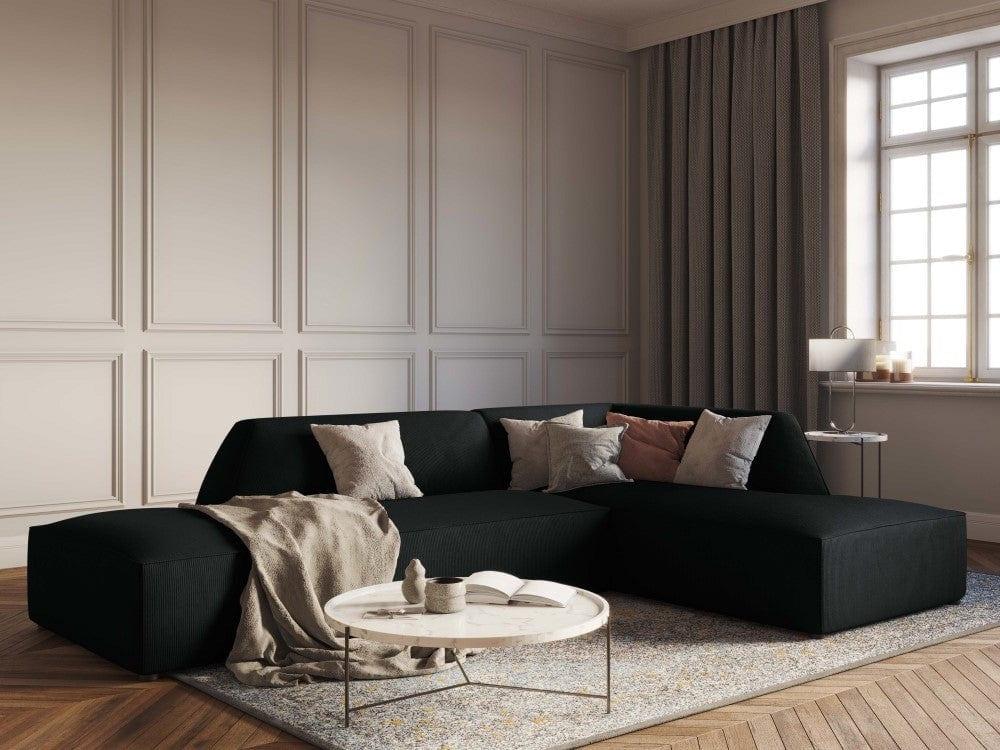 Sofa narożna sztruksowa prawostronny RUBY czarny Micadoni Eye on Design