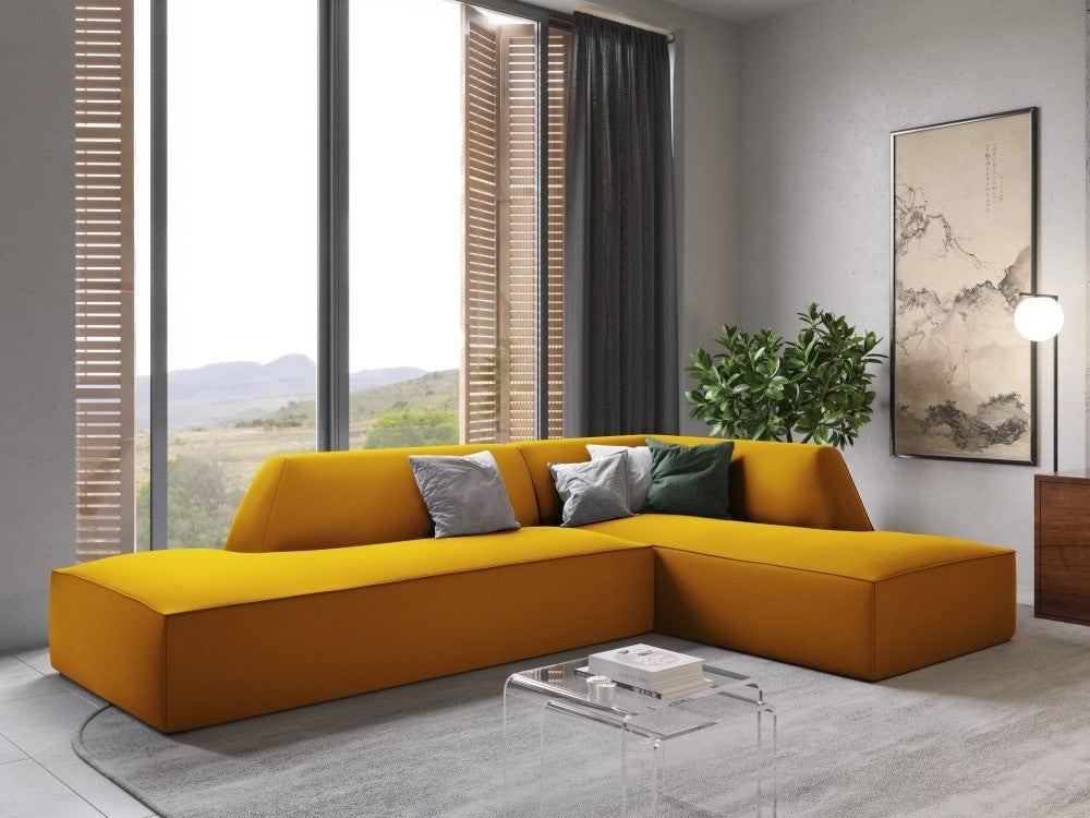 Sofa narożna aksamitna prawostronna RUBY żółty Micadoni Eye on Design